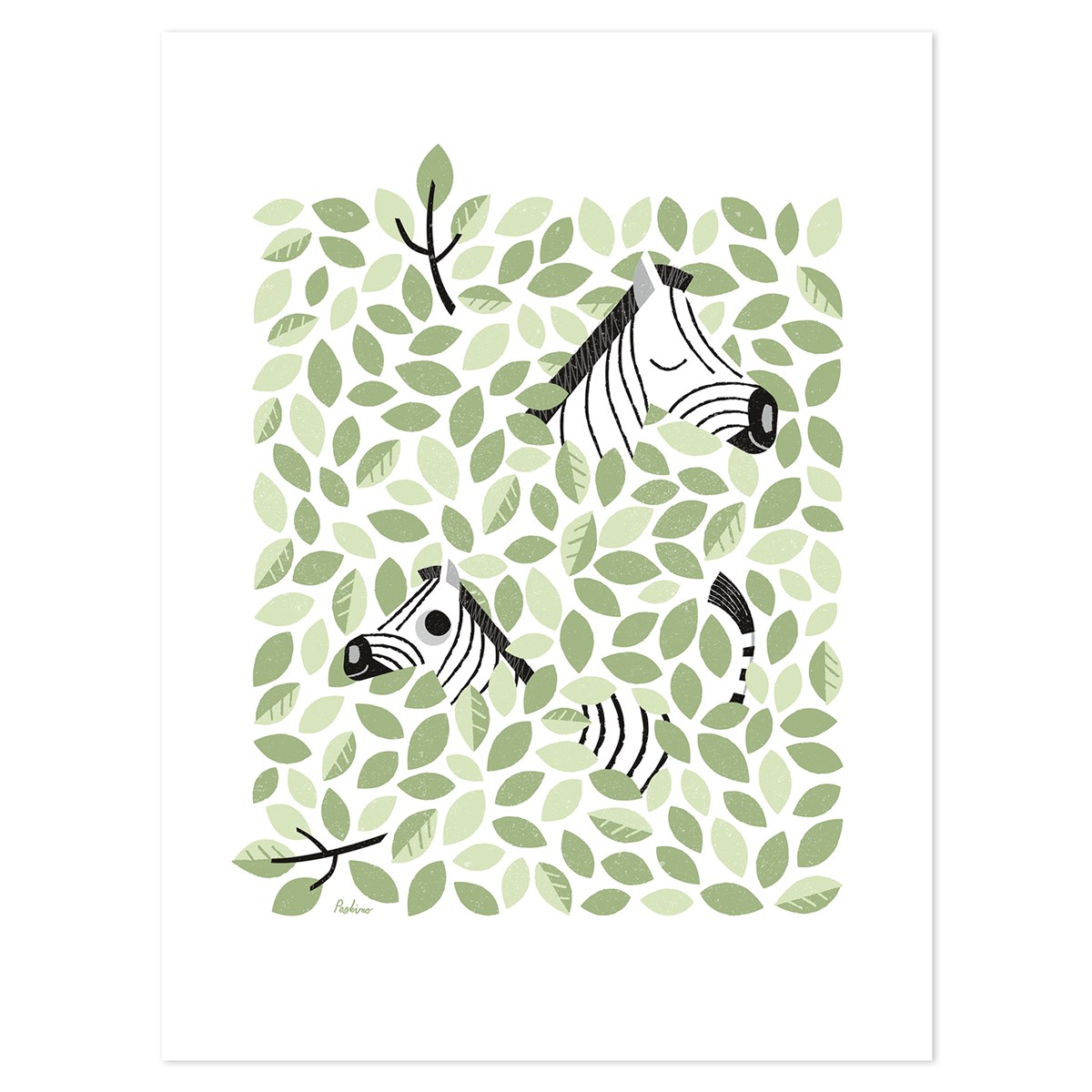 Affiche moderne zebre en Papier Vert