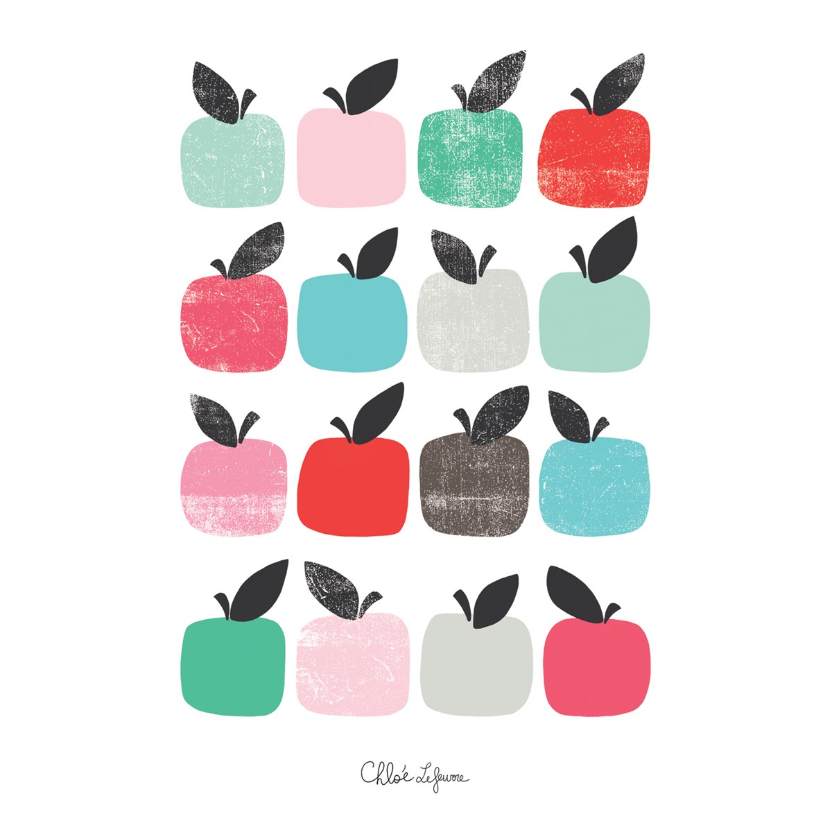 Affiche pommes vintage en Papier Multicolore
