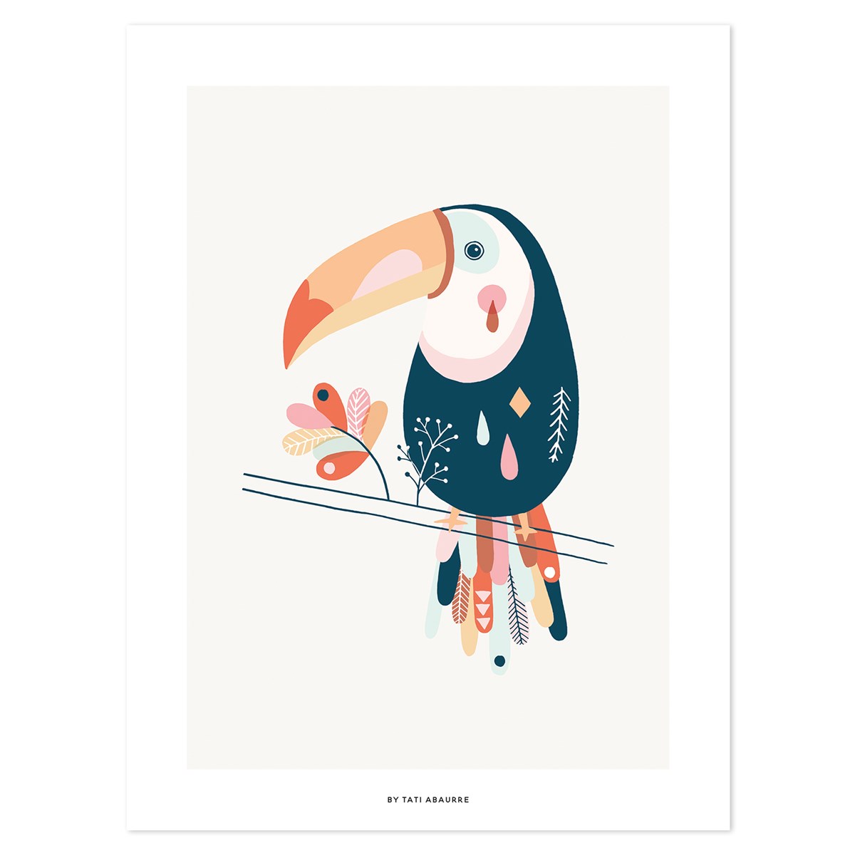 Affiche toucan en Papier Multicolore
