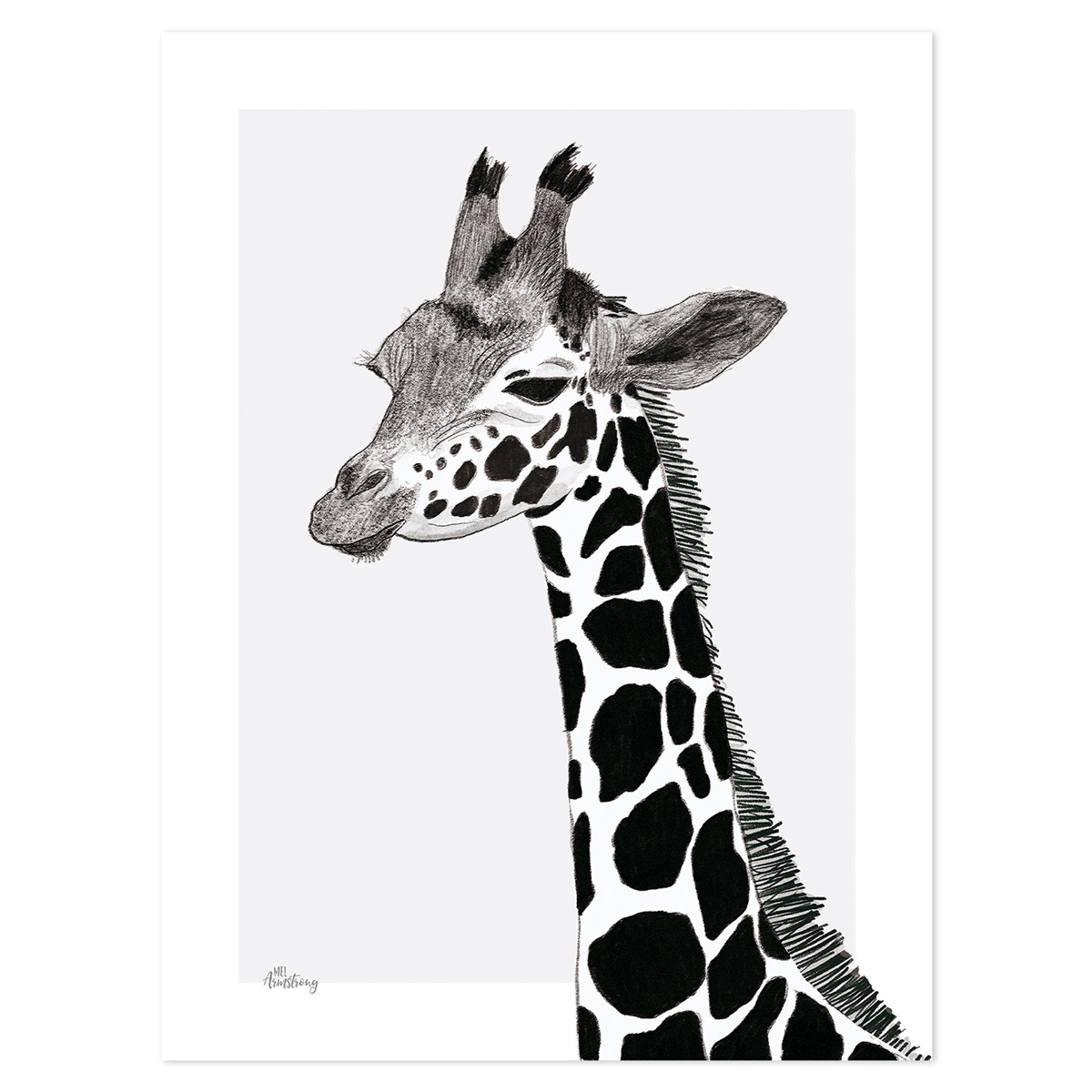 Affiche girafe en Papier Noir