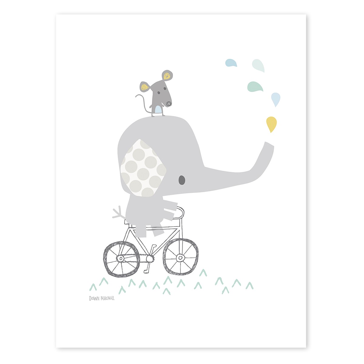 Affiche éléphant en Papier Gris