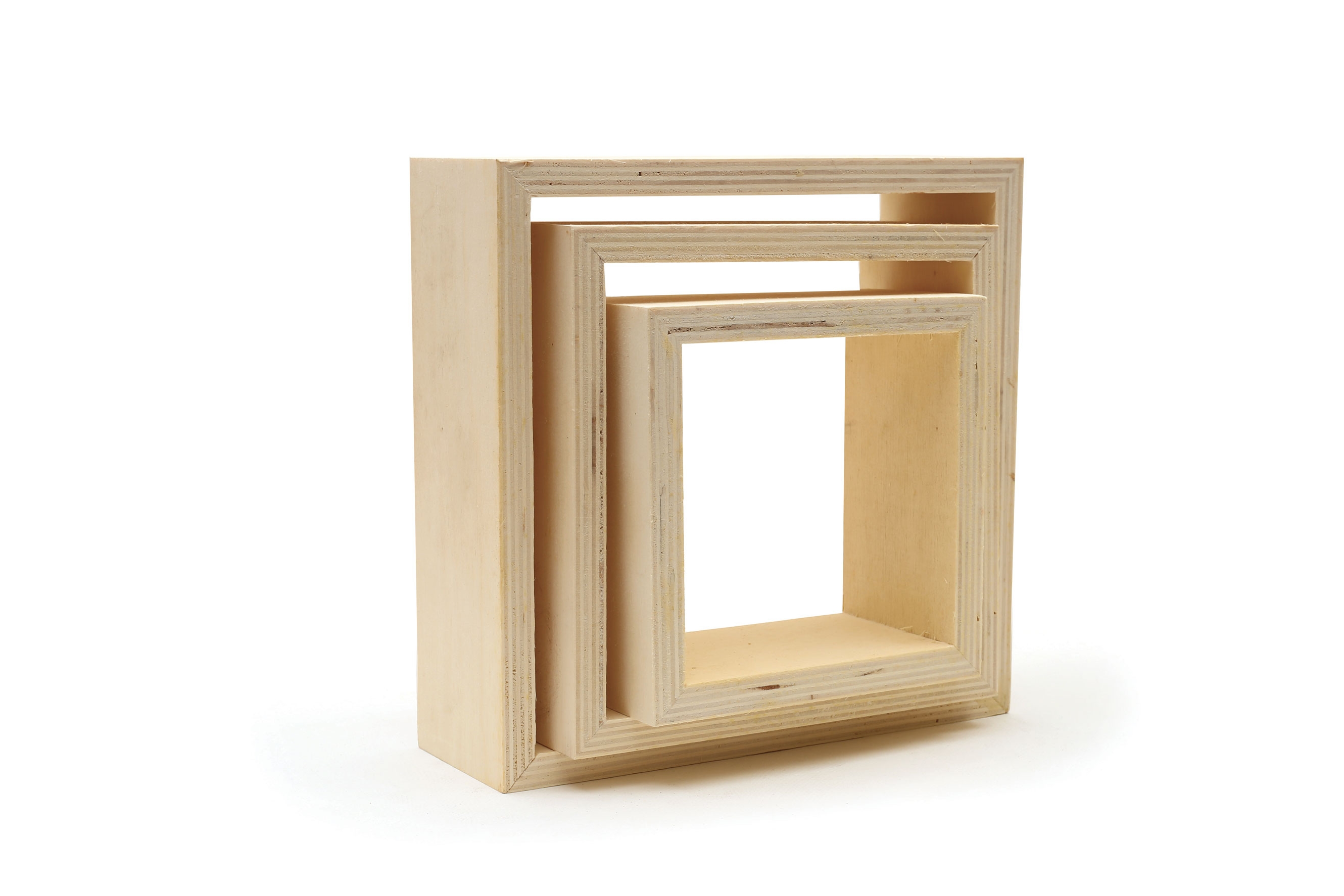3 petites étagères carrées en bois 22 x 22 x 8 cm