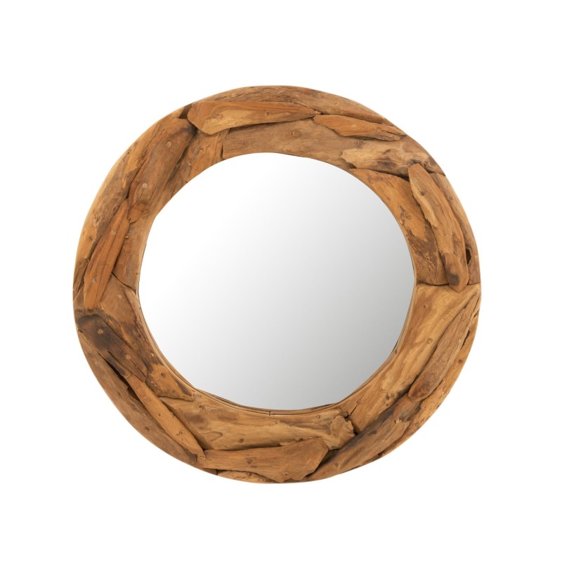 Miroir rond morceaux bois teck naturel D60cm
