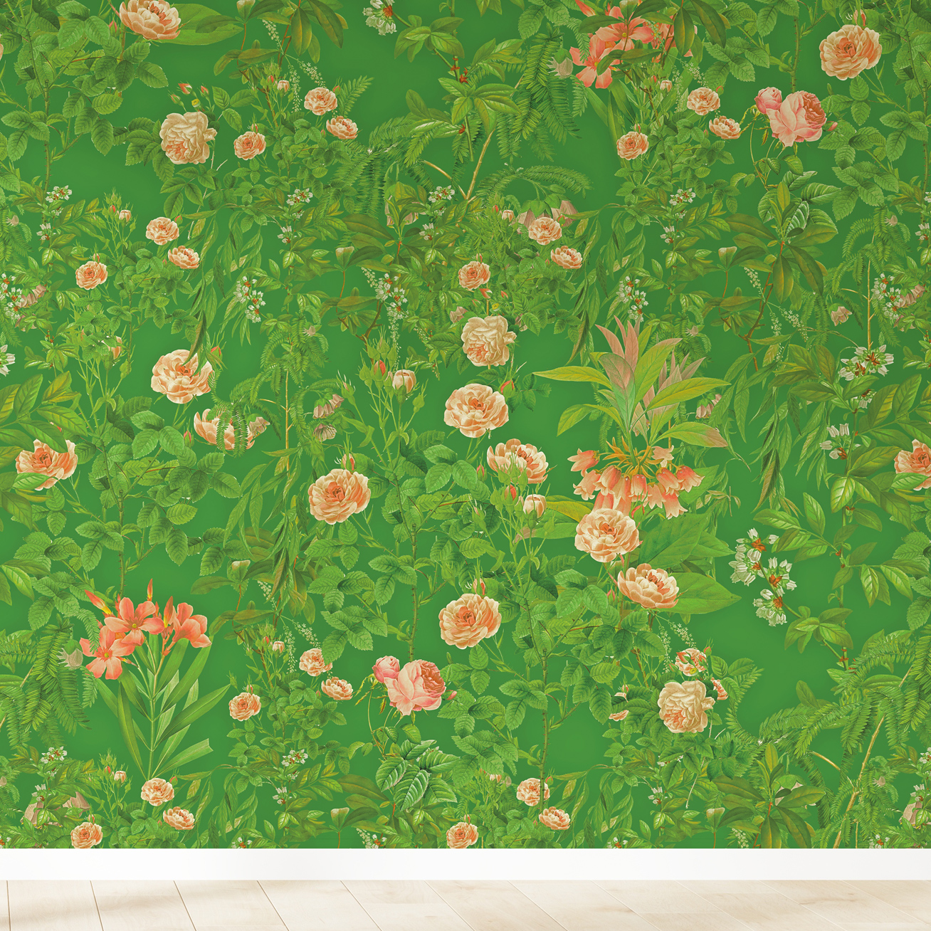 Papier peint motifs fleurs rose vert 255x260cm Papier peint motifs fleurs rose vert 255x260cm