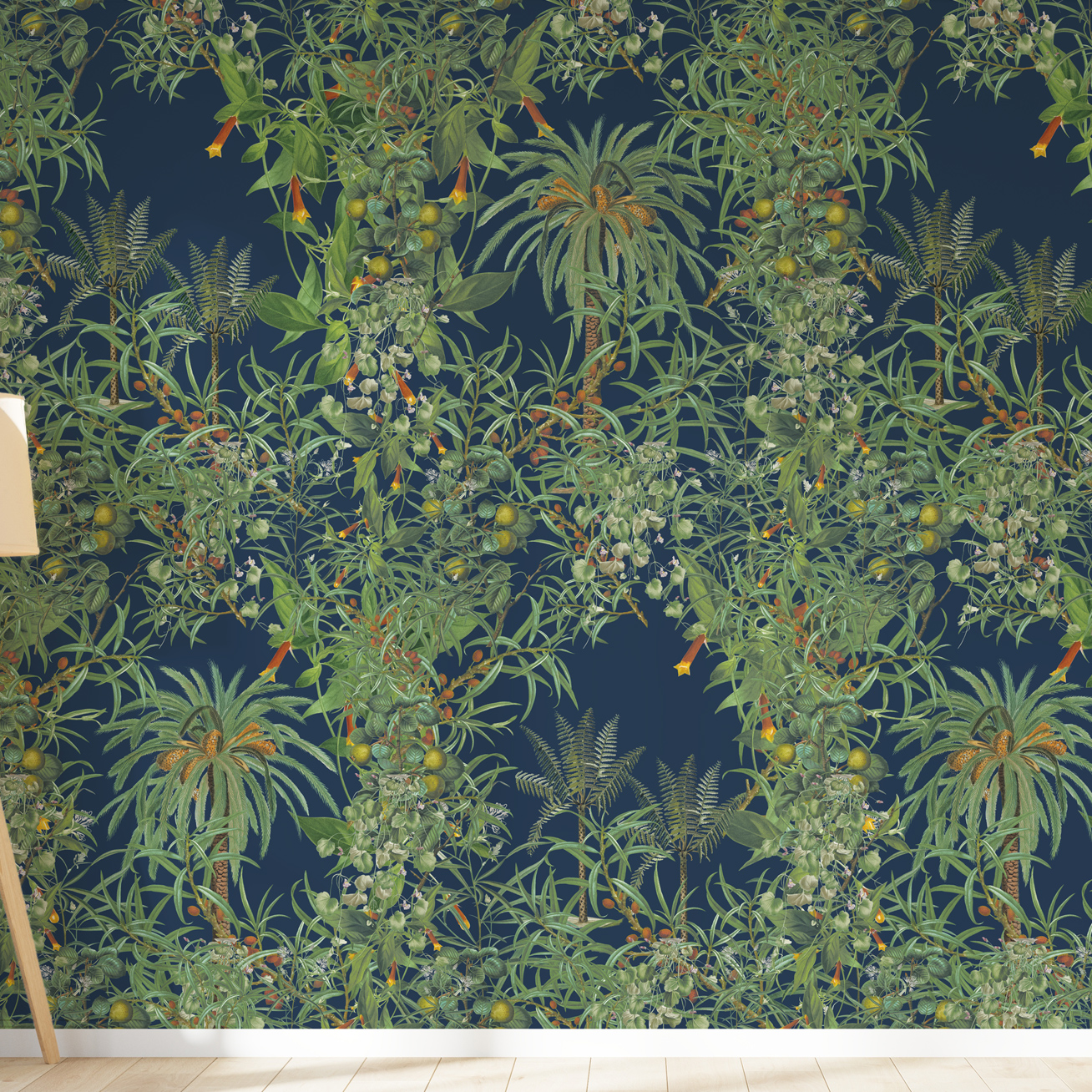 Papier peint motifs tropical palmier bleu 425x260cm Papier peint motifs tropical palmier bleu 425x260cm