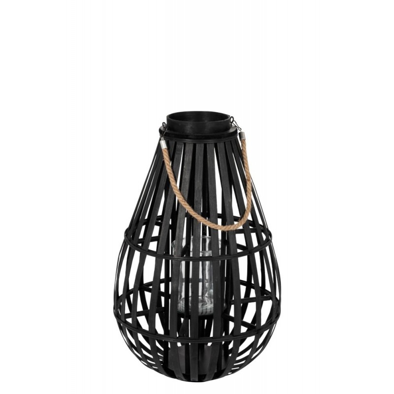 Lanterne en forme de goutte bambou noir H60cm Lanterne en forme de goutte bambou noir H60cm