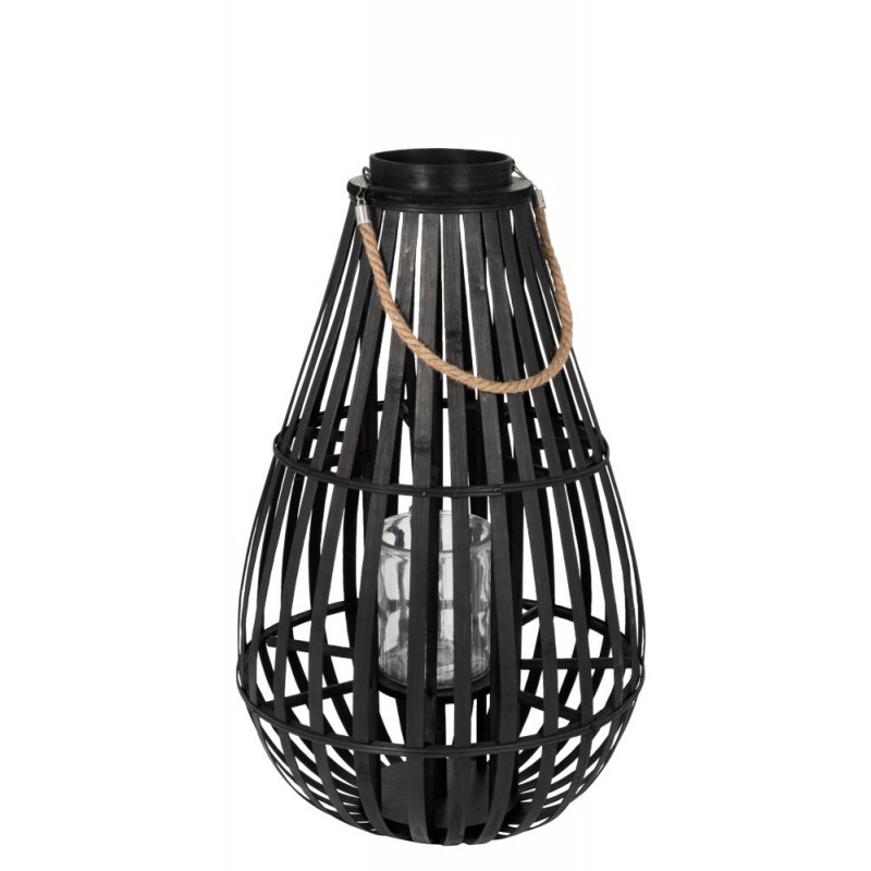 Lanterne en forme de goutte bambou noir H70cm Lanterne en forme de goutte bambou noir H70cm