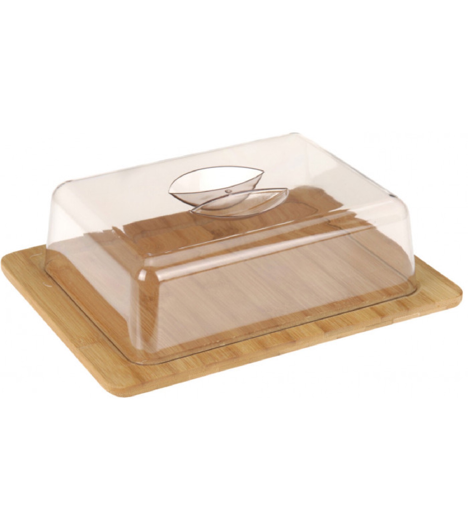 Petit plateau fromage bambou rectangulaire et cloche acrylique Petit plateau fromage bambou rectangulaire et cloche acrylique