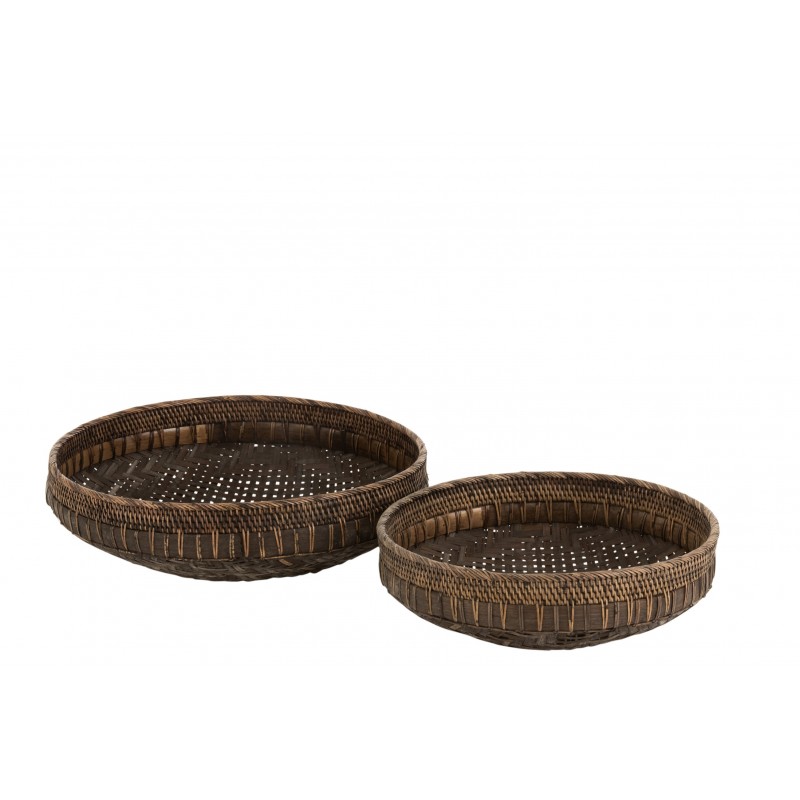 Plats ronds rotin noir D49,5cm - Lot de 2 Plats ronds rotin noir D49,5cm - Lot de 2