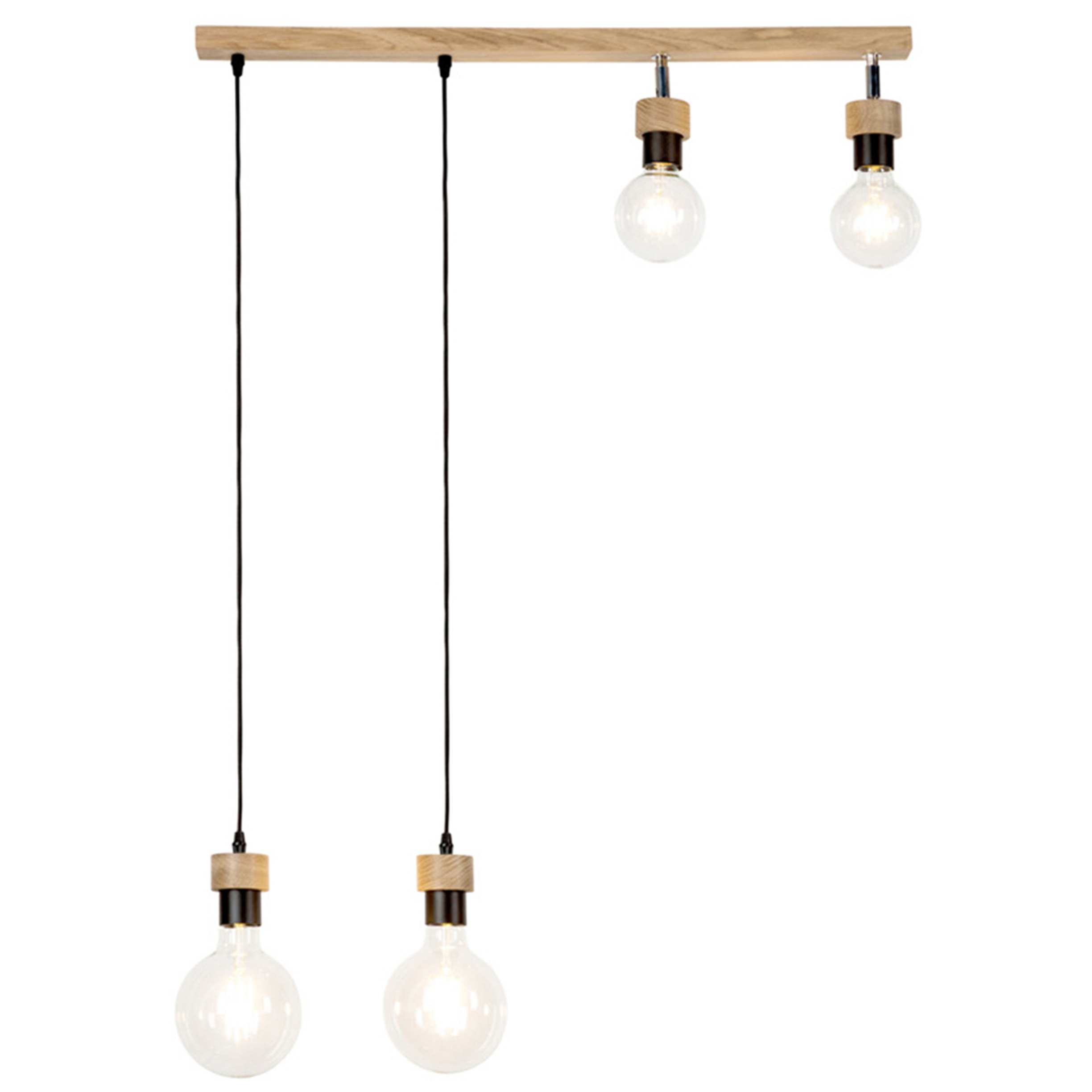 Suspension en bois 4 ampoules Suspension en bois 4 ampoules