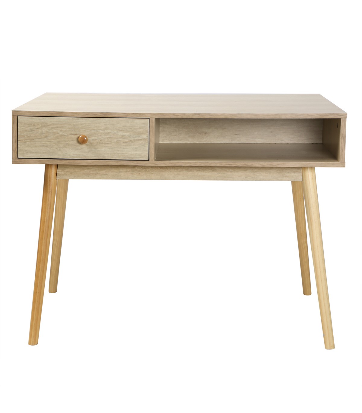 Bureau 1 tiroir 1 casier décor bois clair - L 100 cm Bureau 1 tiroir 1 casier décor bois clair - L 100 cm