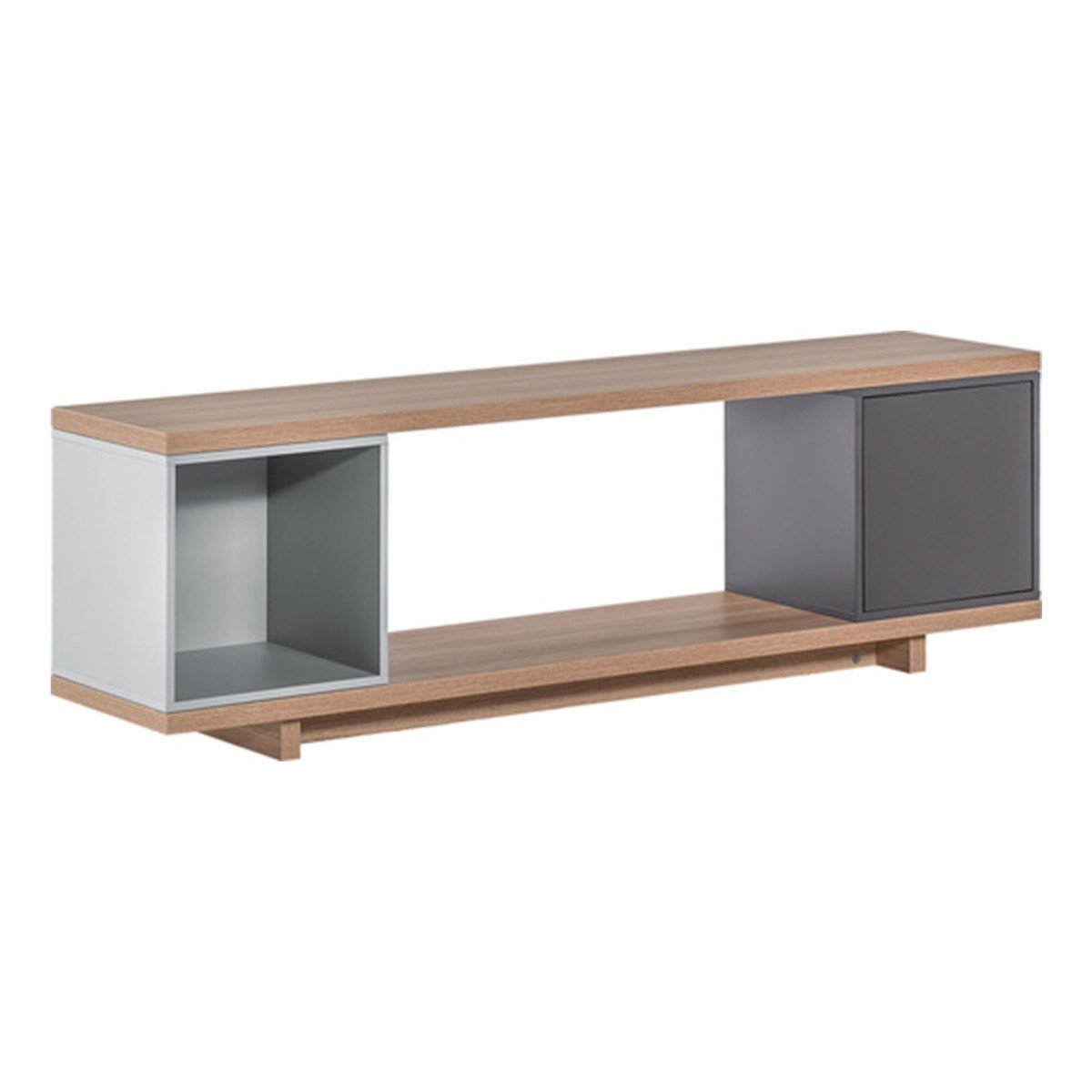 Meuble TV avec 2 cases L138 cm – Gris et chêne