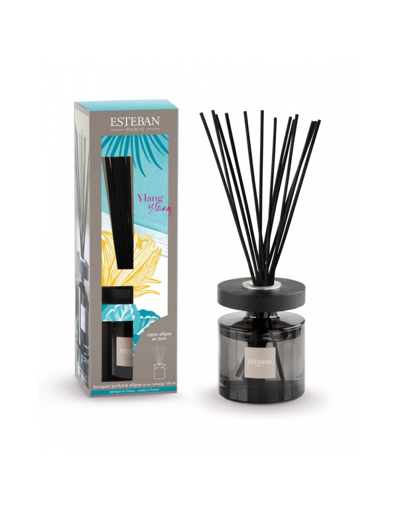Bouquet parfumé ellipse et sa recharge 150ml Ylang Ylang - Esteban Bouquet parfumé ellipse et sa recharge 150ml Ylang Ylang - Esteban