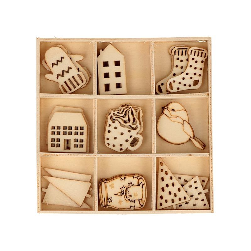 27 mini décorations en bois cosy 27 mini décorations en bois cosy