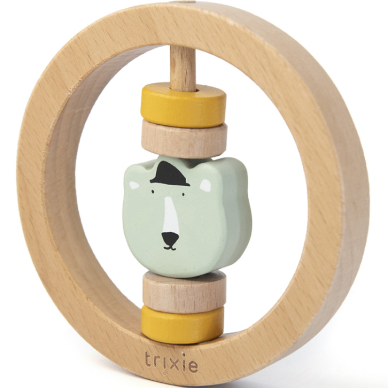 Hochet anneau en bois mr. polar bear
