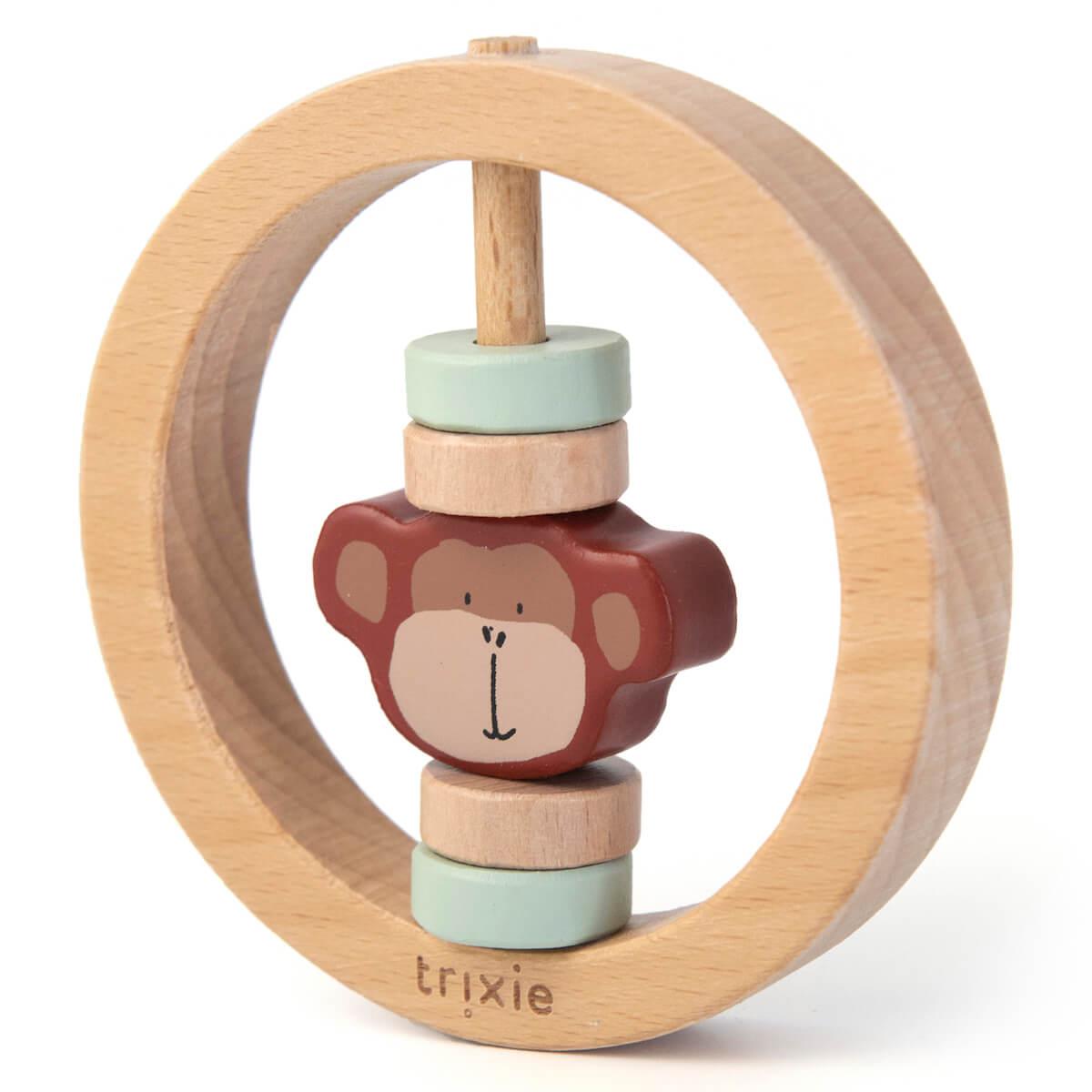 Hochet anneau en bois mr. monkey