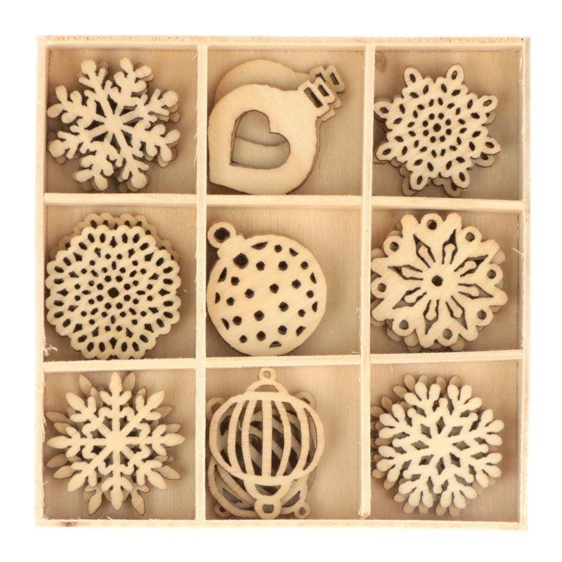 27 mini décorations en bois flocons 27 mini décorations en bois flocons