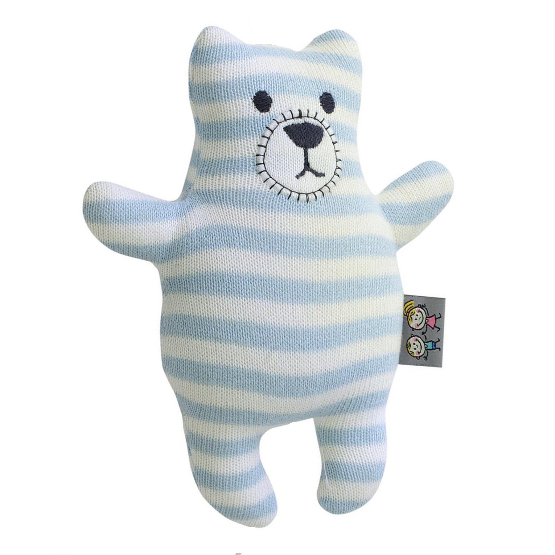 Peluche ourson en tricot bleu bébé Peluche ourson en tricot bleu bébé