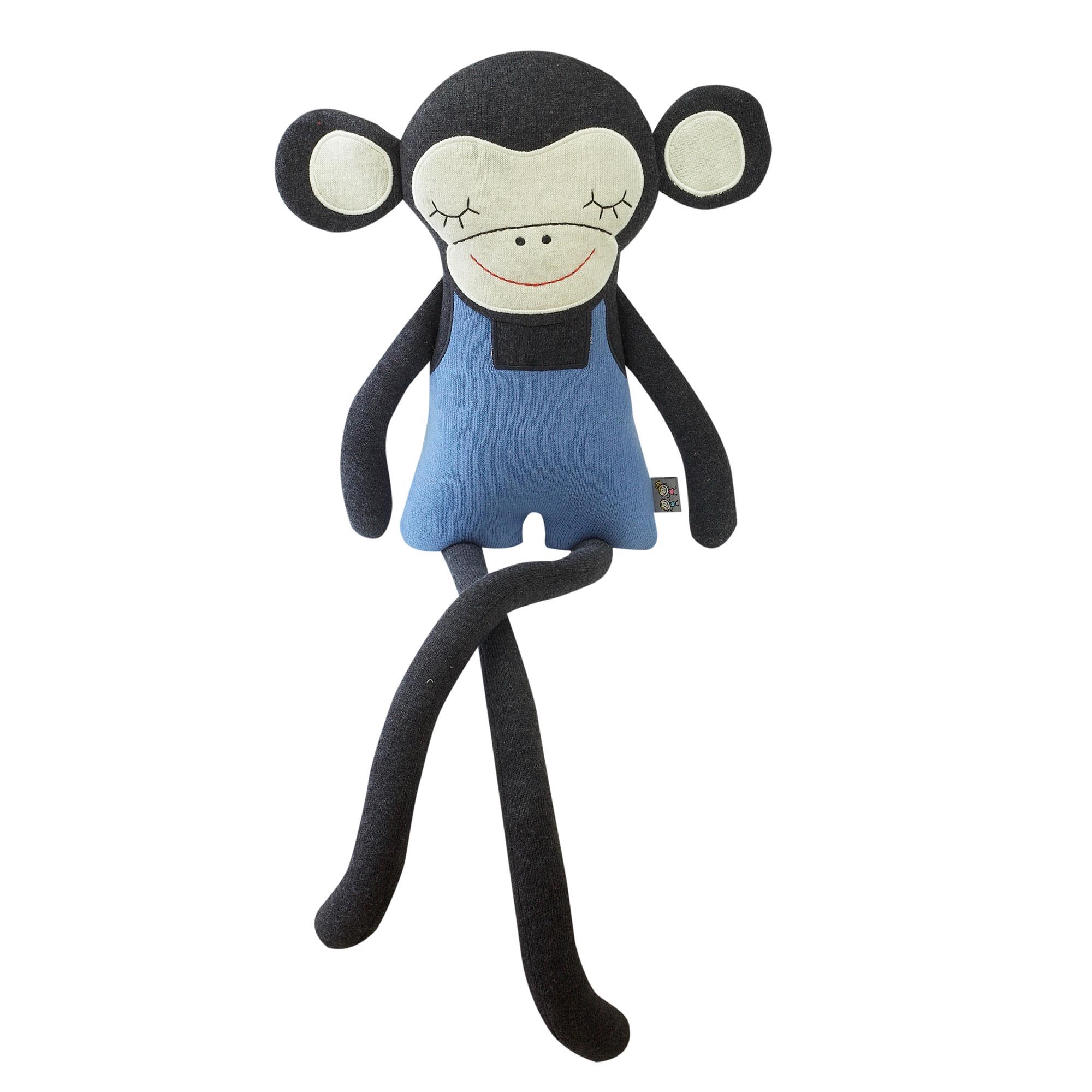 Peluche singe en coton bleu bébé Peluche singe en coton bleu bébé
