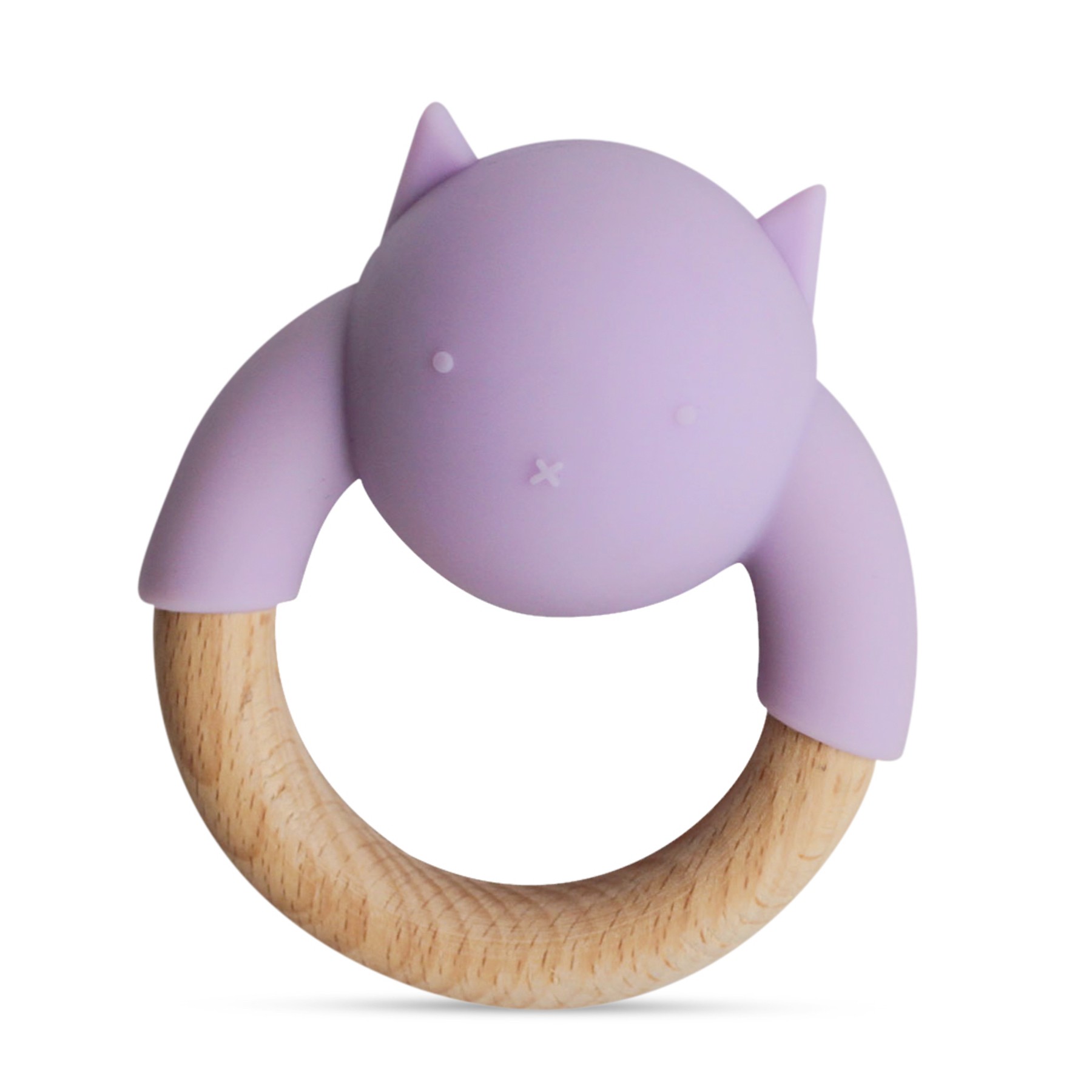 Anneau de dentition en bois et silicone violet bébé Anneau de dentition en bois et silicone violet bébé