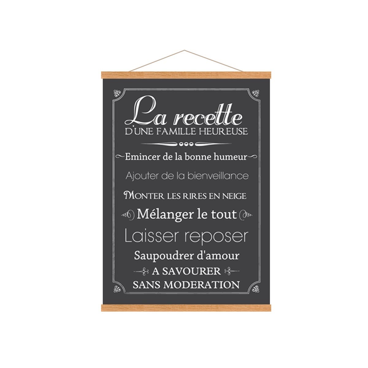 Affiche Kakemono Recette Famille en Toile Noir Affiche Kakemono Recette Famille en Toile Noir