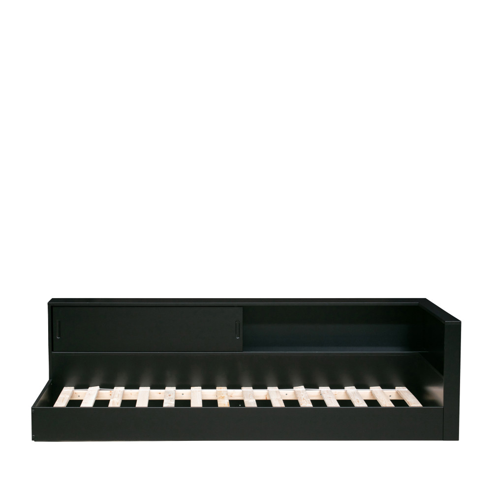 Lit 90x200 avec rangement intégré noir