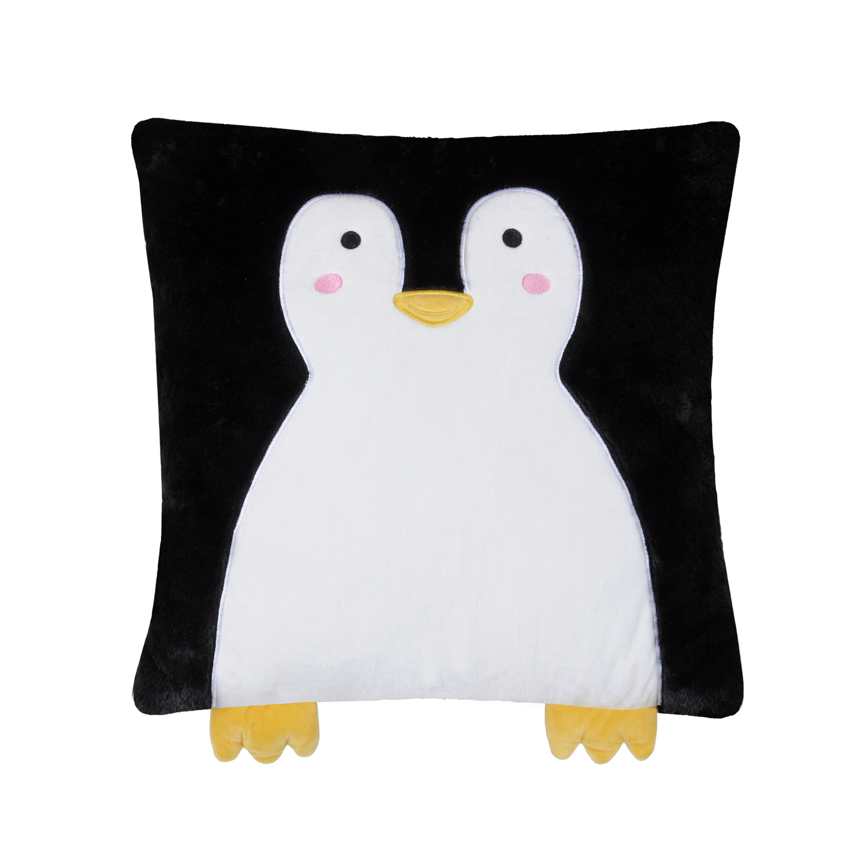 Coussin enfant pingouin polyester noir 40 x 40