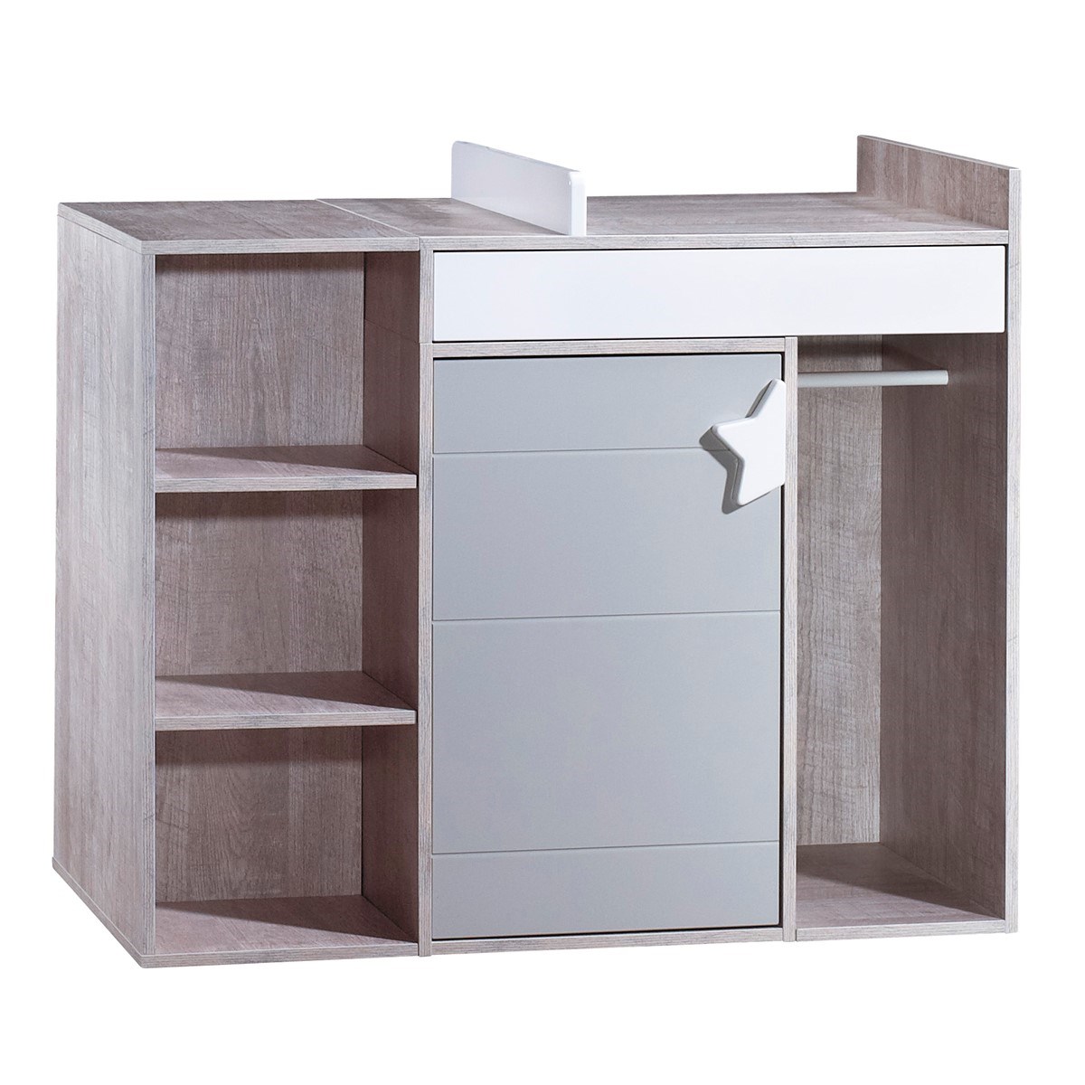 Commode à langer évolutive en bureau en bois gris Commode à langer évolutive en bureau en bois gris
