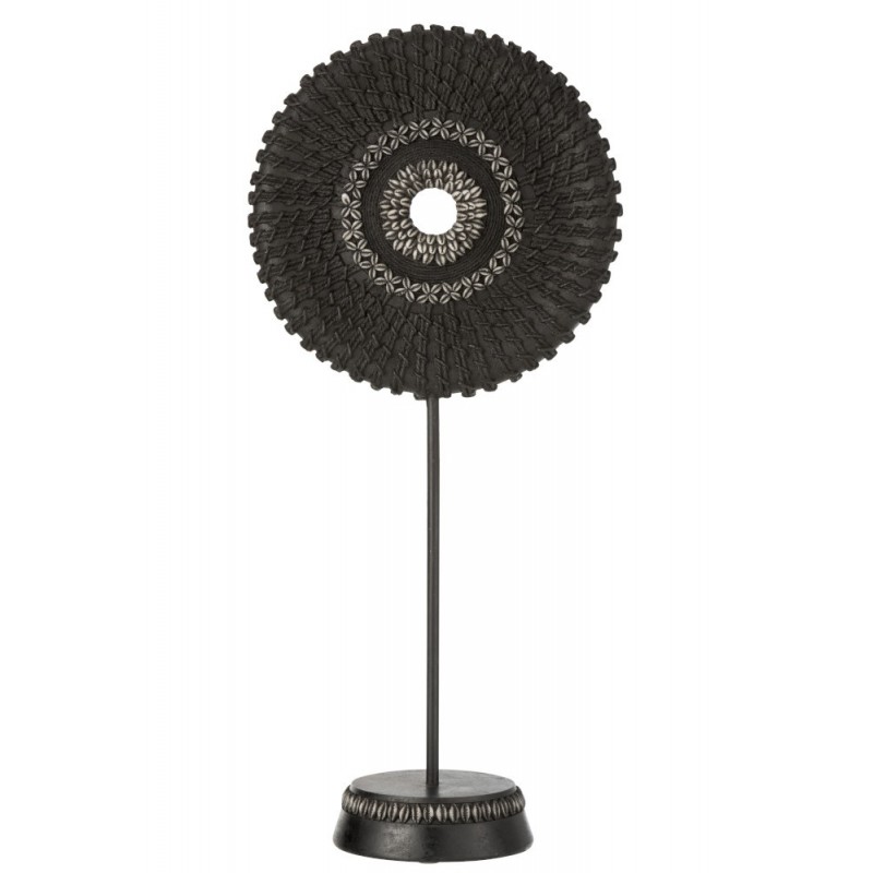 Cercle sur pied coquillage résine noir H61cm Cercle sur pied coquillage résine noir H61cm