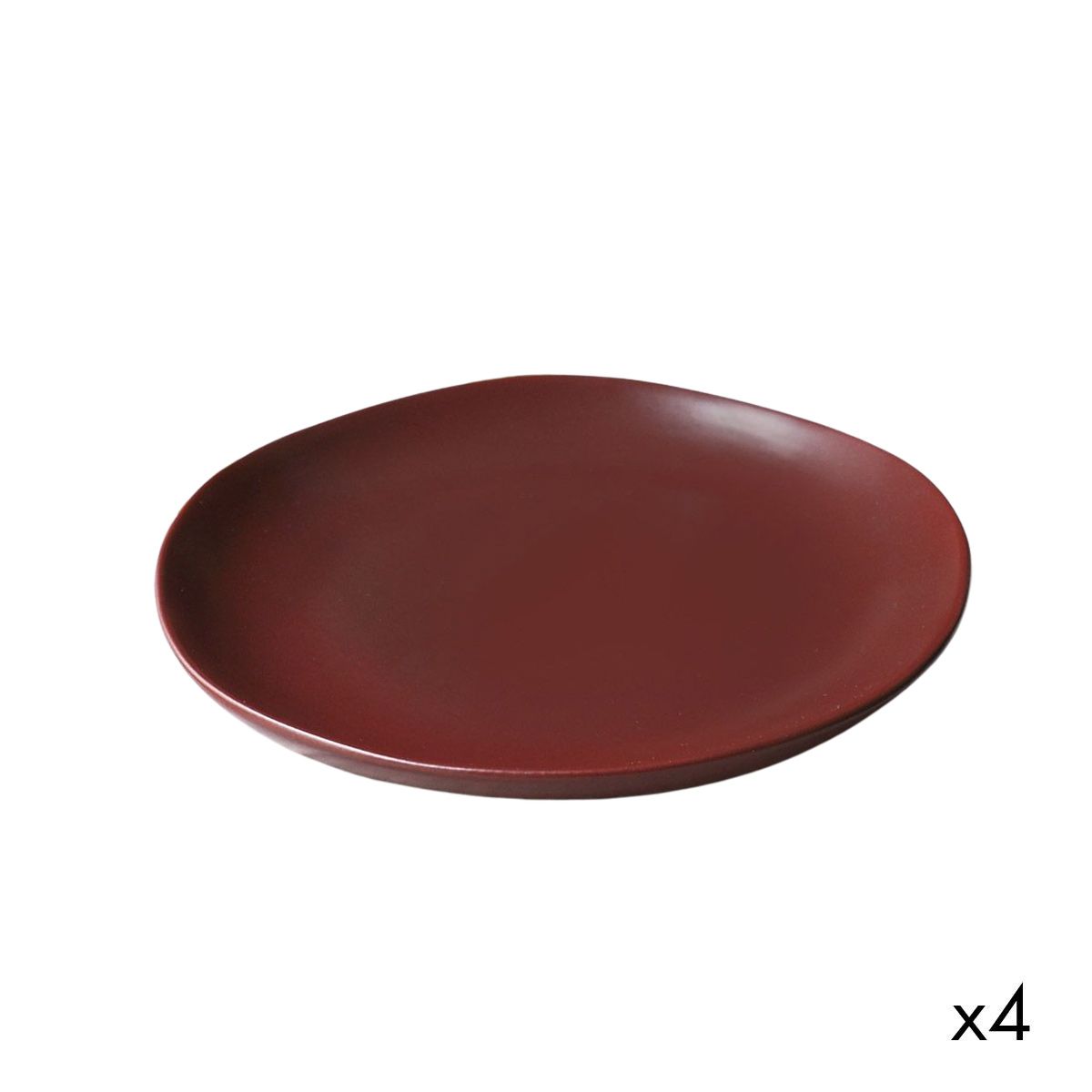 Assiette plate céramique (par 4) rouge