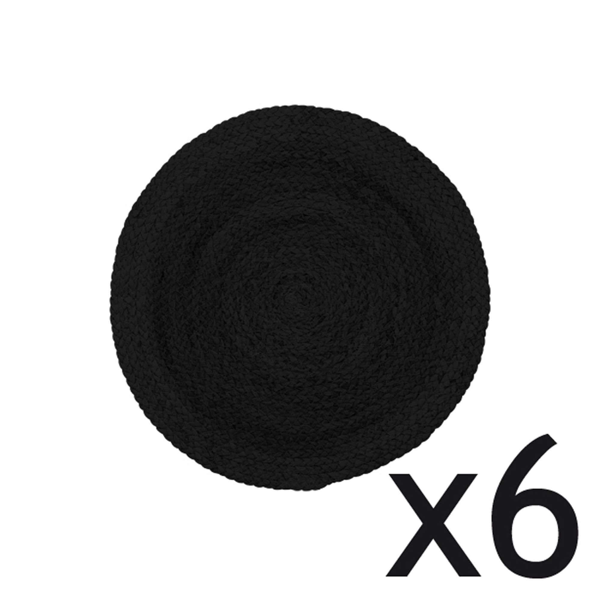 Lot de 6 sets de table noirs ronds D38cm Lot de 6 sets de table noirs ronds D38cm