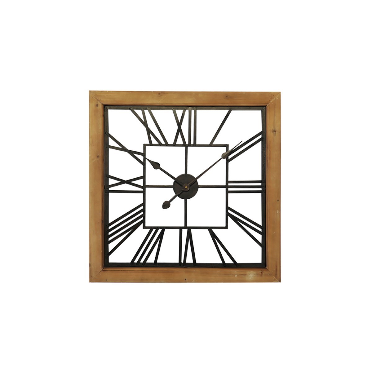 Horloge carré bois et métal ajouré en Bois Noir Horloge carré bois et métal ajouré en Bois Noir