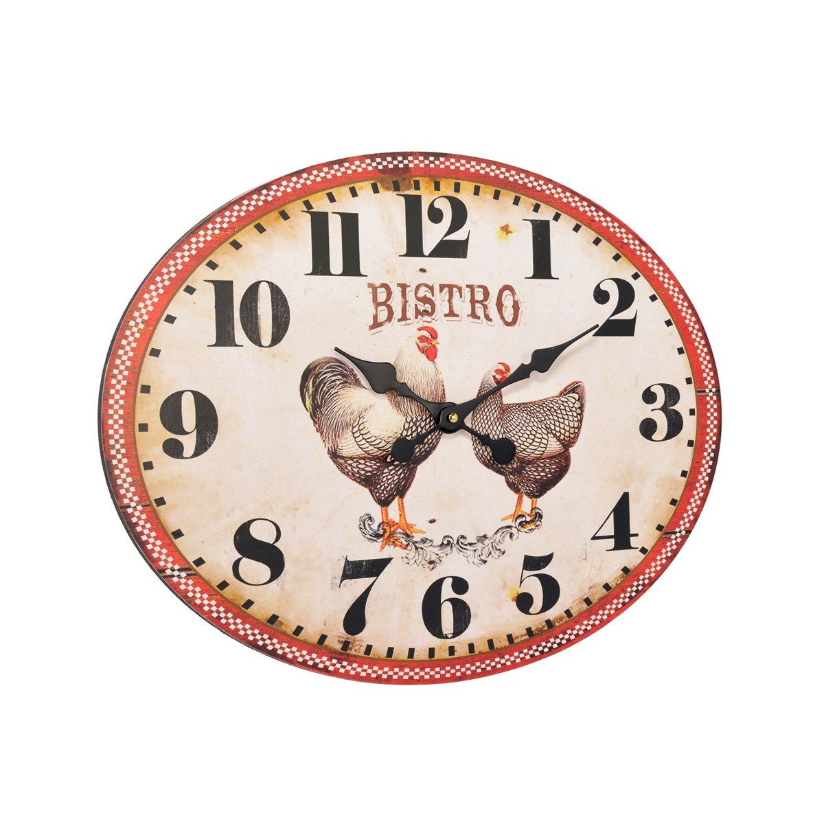 Horloge ovale Poules en Métal Rouge Horloge ovale Poules en Métal Rouge