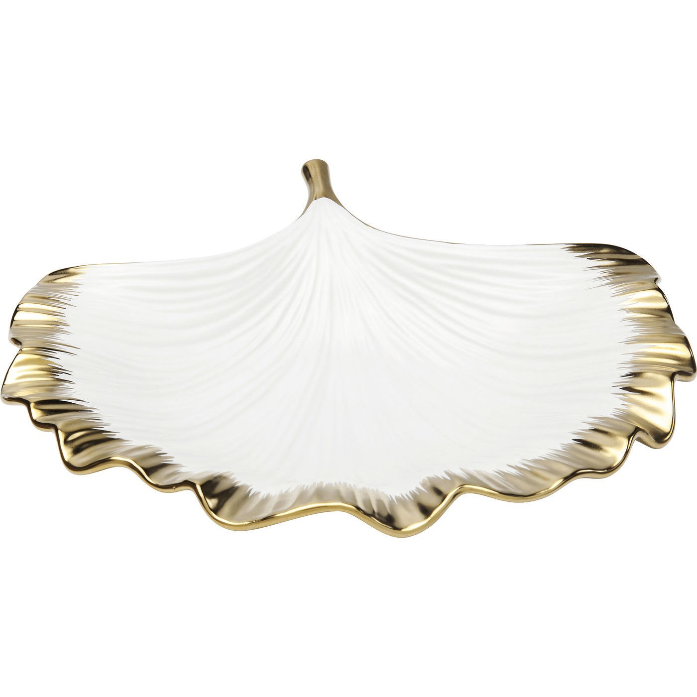 Coupe feuille de ginkgo en porcelaine blanche et dorée