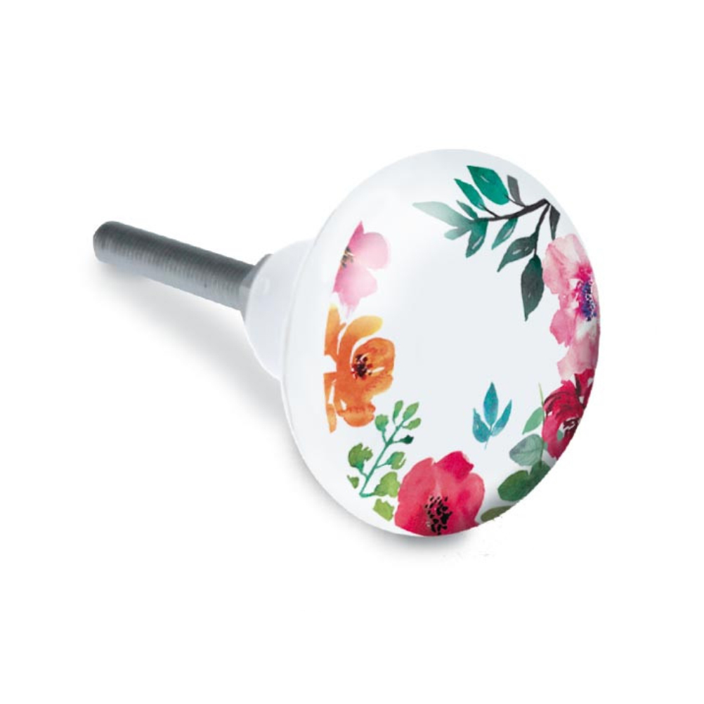 Bouton de meuble fleurs aquarelles en céramique Bouton de meuble fleurs aquarelles en céramique