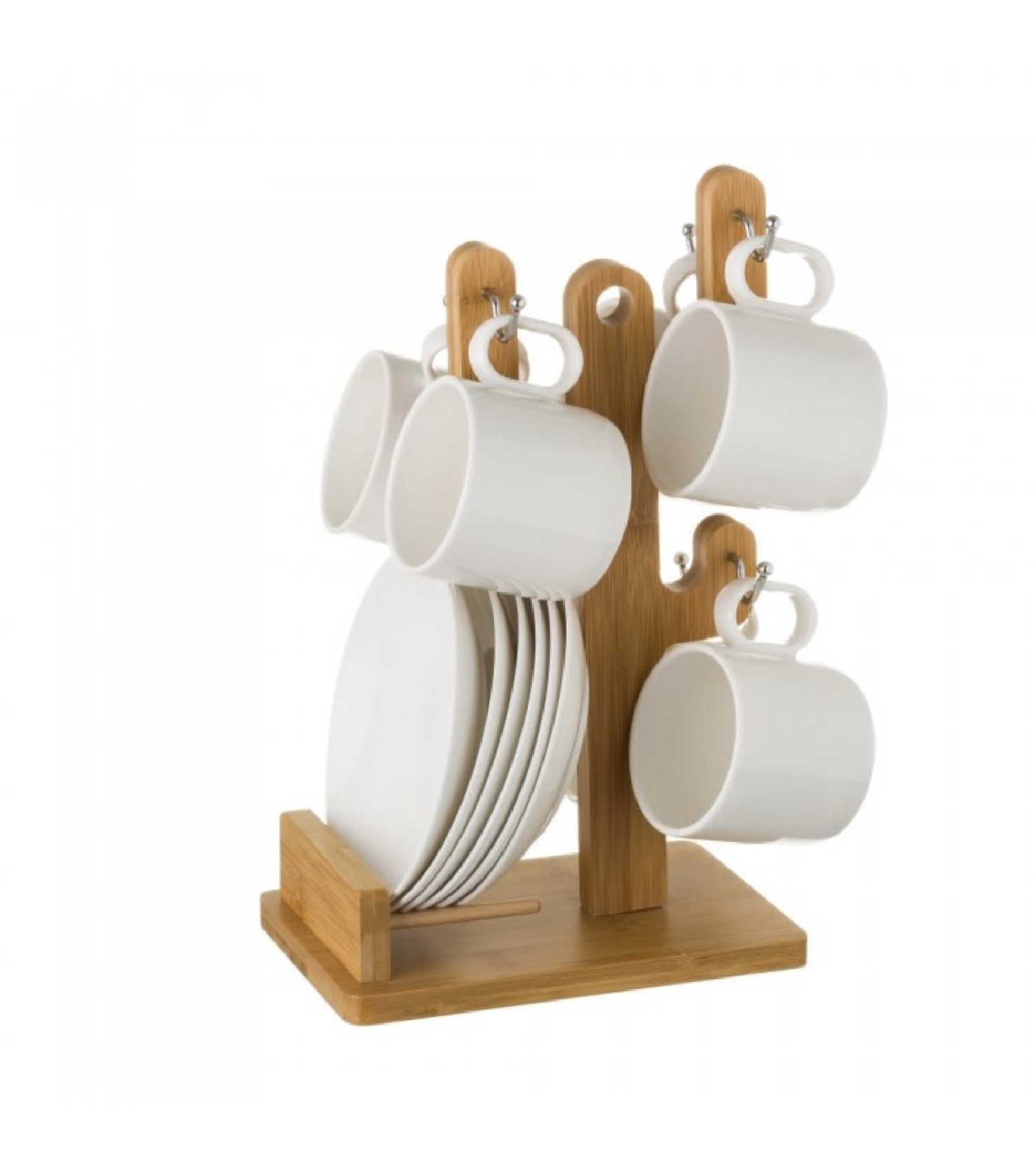 Tasses avec dessous de tasses en porcelaine blanche - Lot de 6