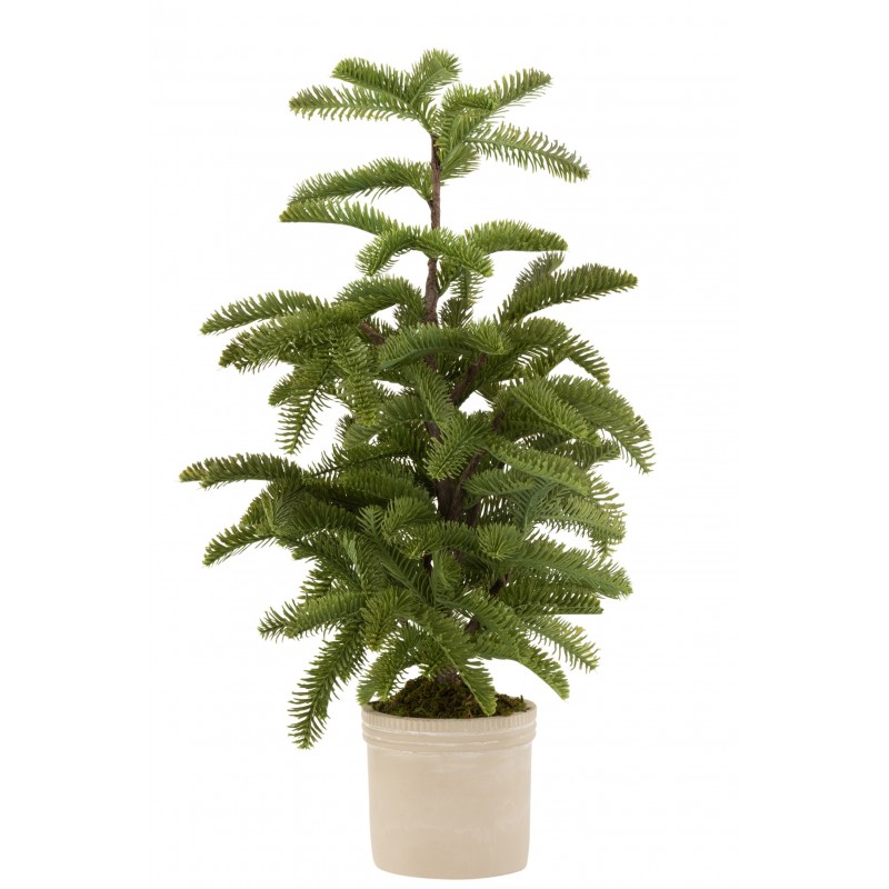 Sapin vert en plastique et pot en ciment beige H72cm Sapin vert en plastique et pot en ciment beige H72cm