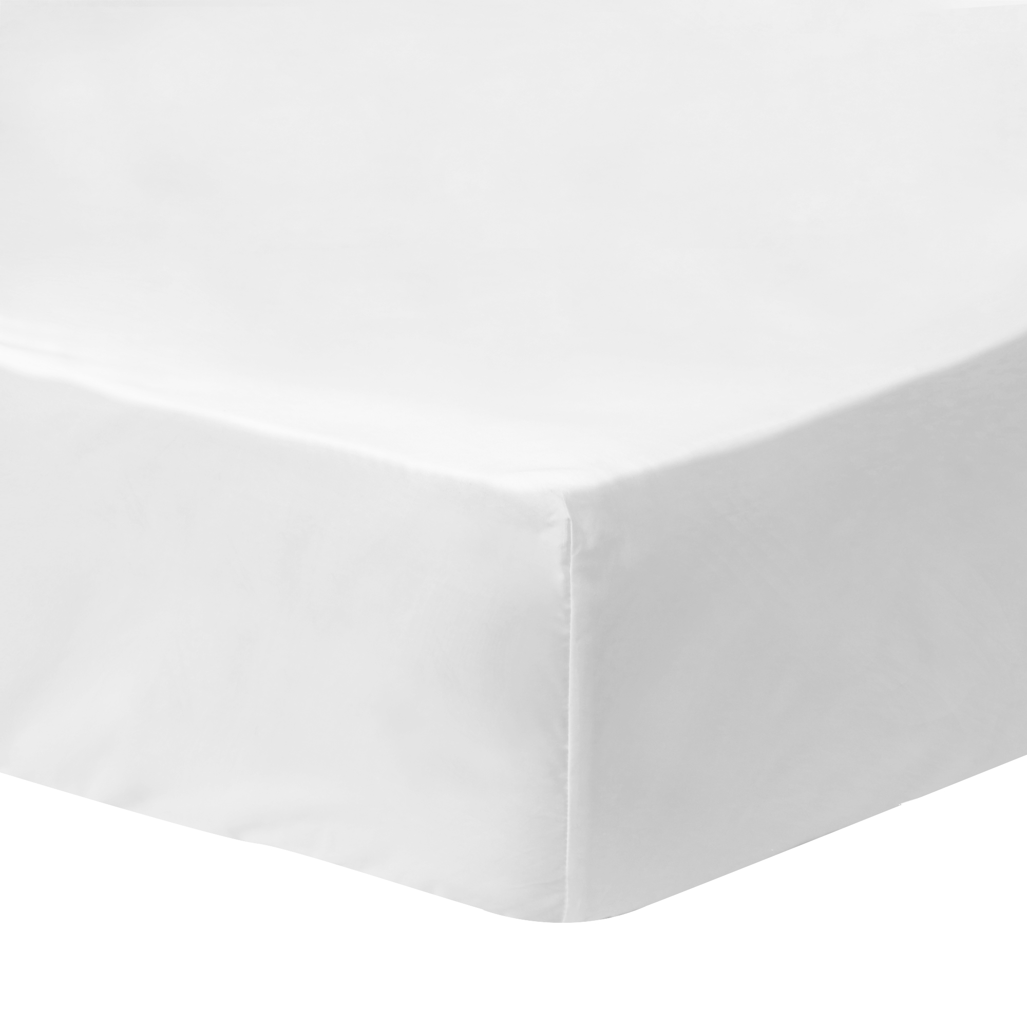 drap-housse uni en coton blanc 140x190/200cm - bonnet 30cm