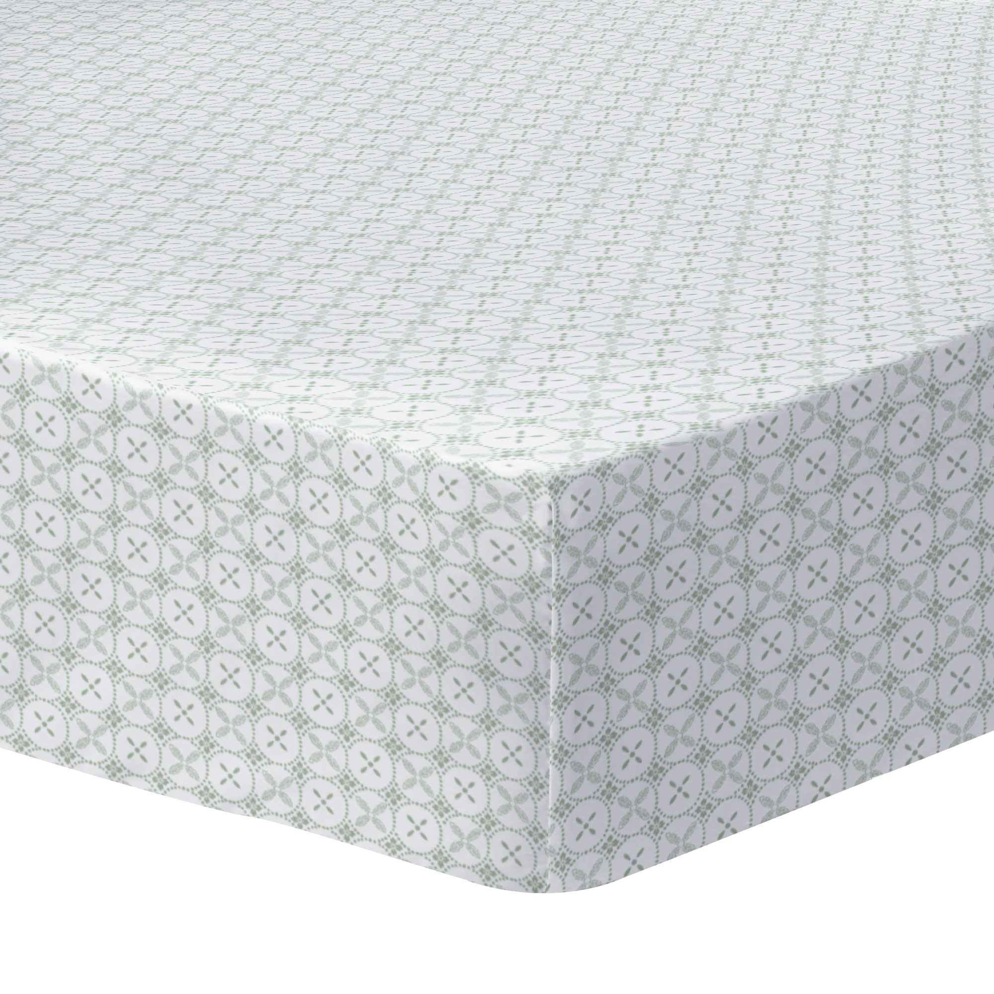 Drap-housse imprimé en coton Kaki 140x190/200cm - Bonnet 30cm