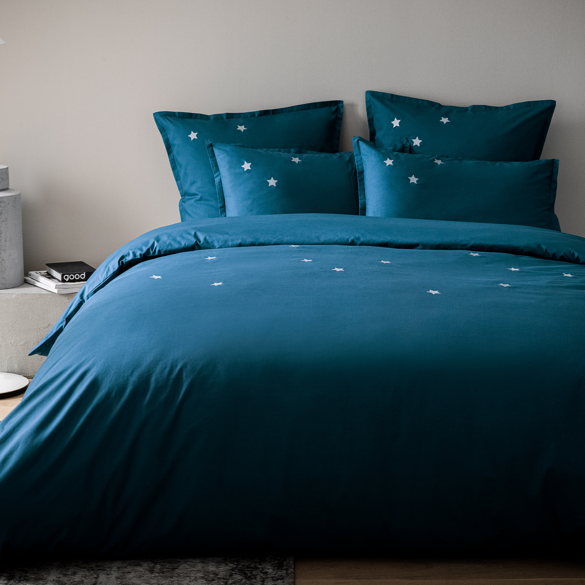 Housse de couette brodée en percale de coton BIO 140x200 cm