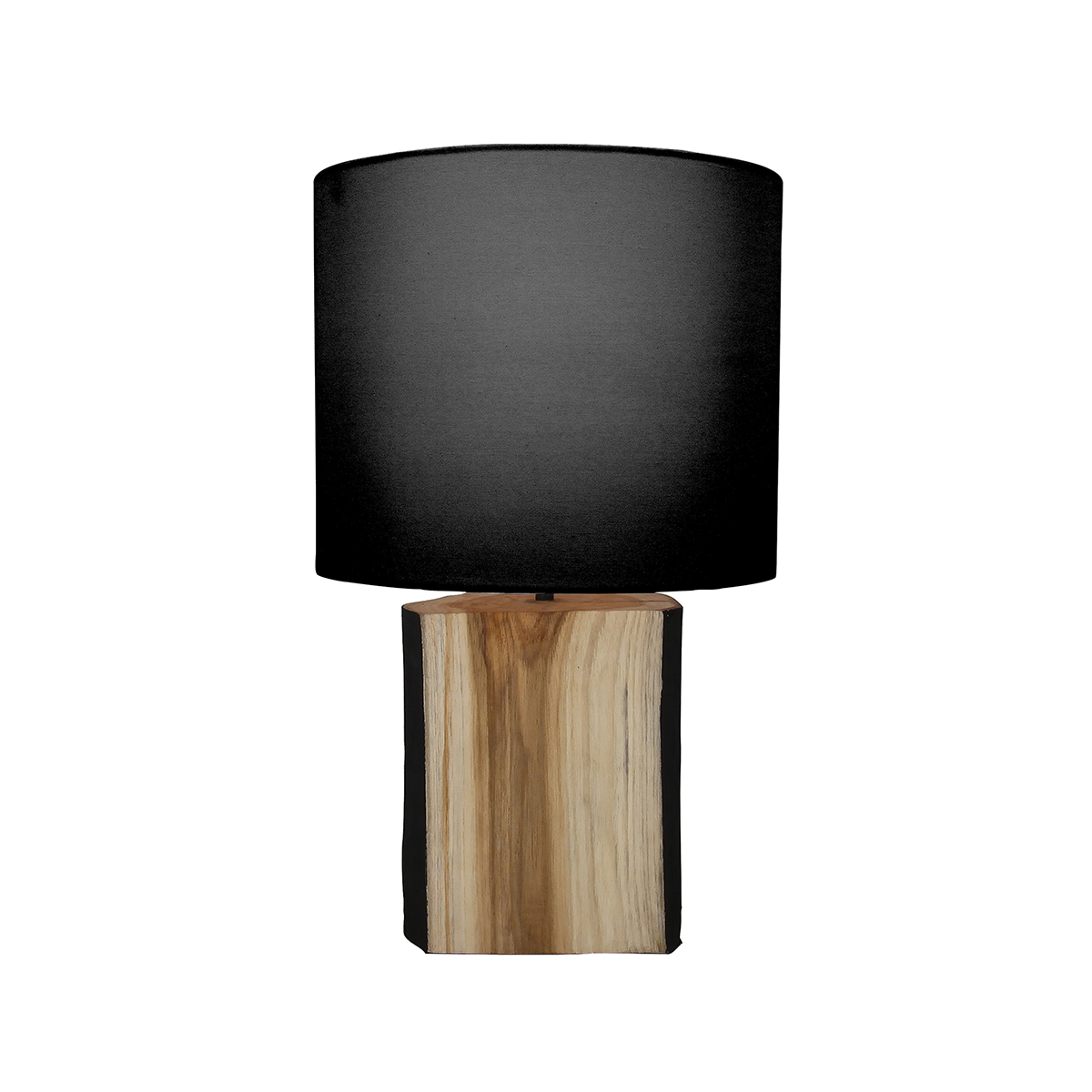 Lampe à poser en bois de suar abat-jour noir Lampe à poser en bois de suar abat-jour noir