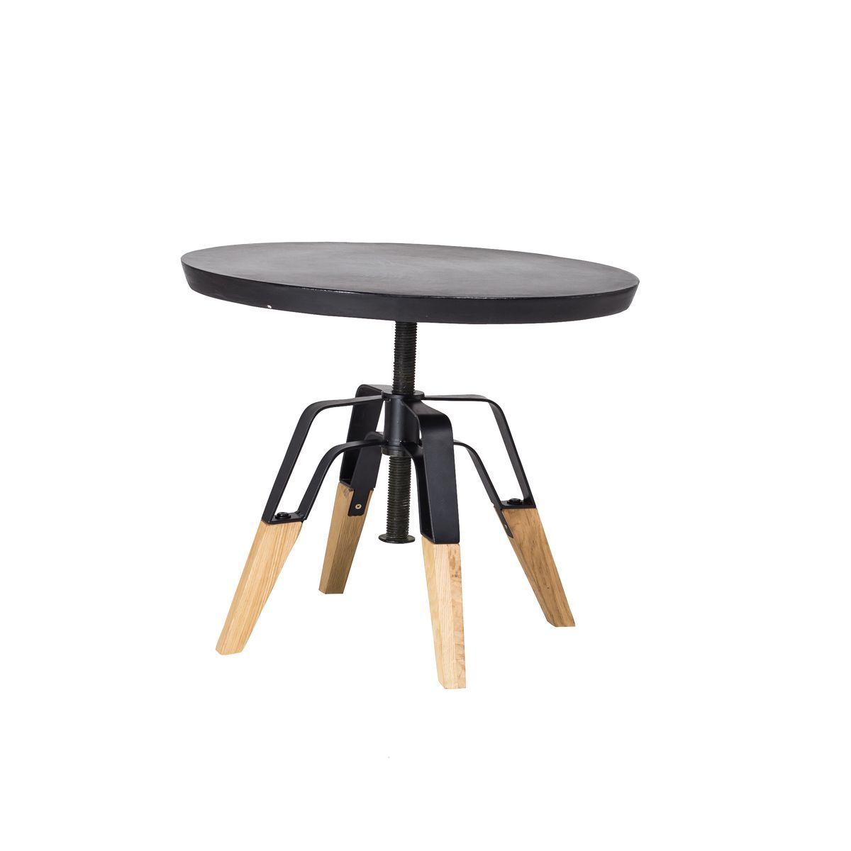 Table d'appoint en béton noir pied en chêne Table d'appoint en béton noir pied en chêne