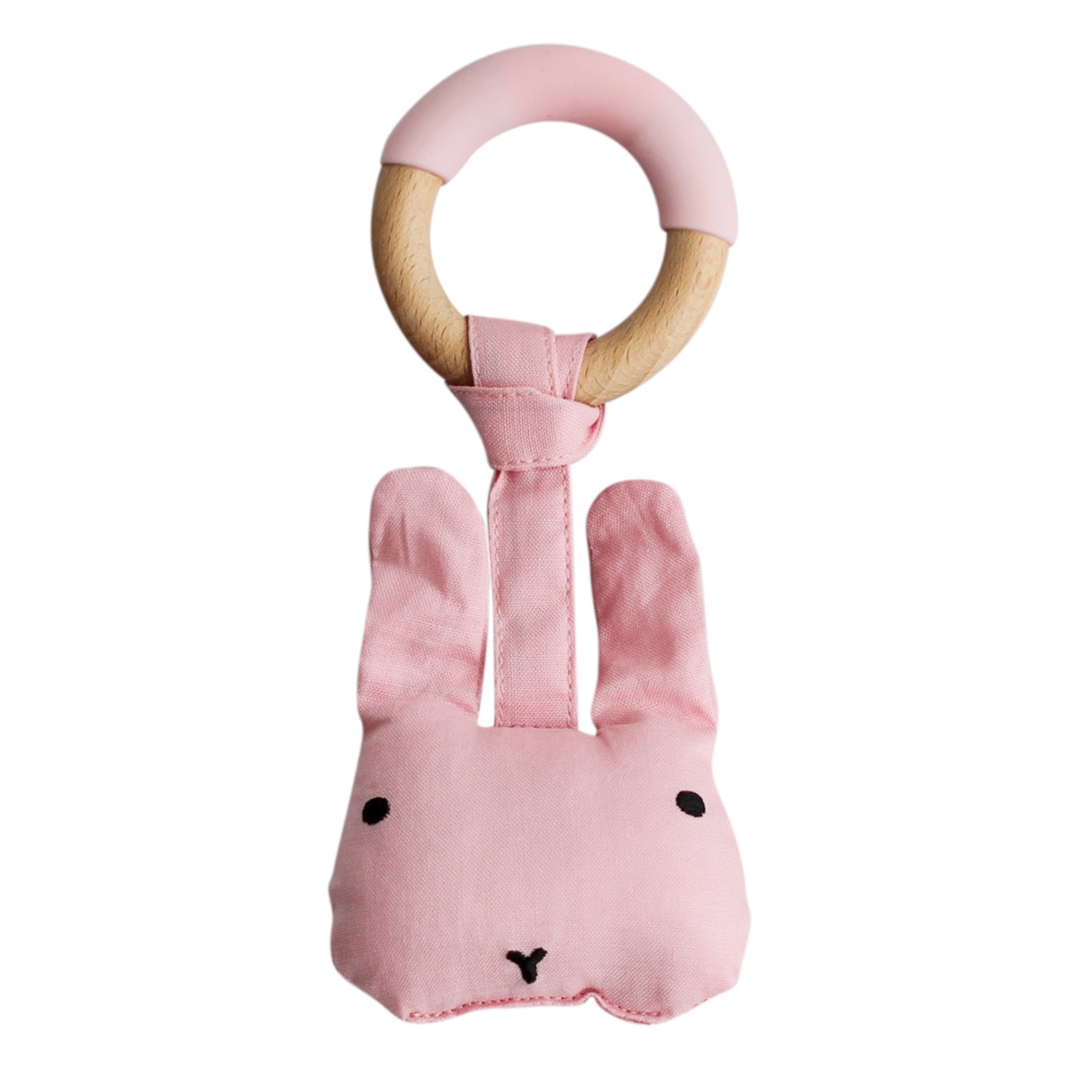 Anneau de dentition avec peluche rose bébé Anneau de dentition avec peluche rose bébé