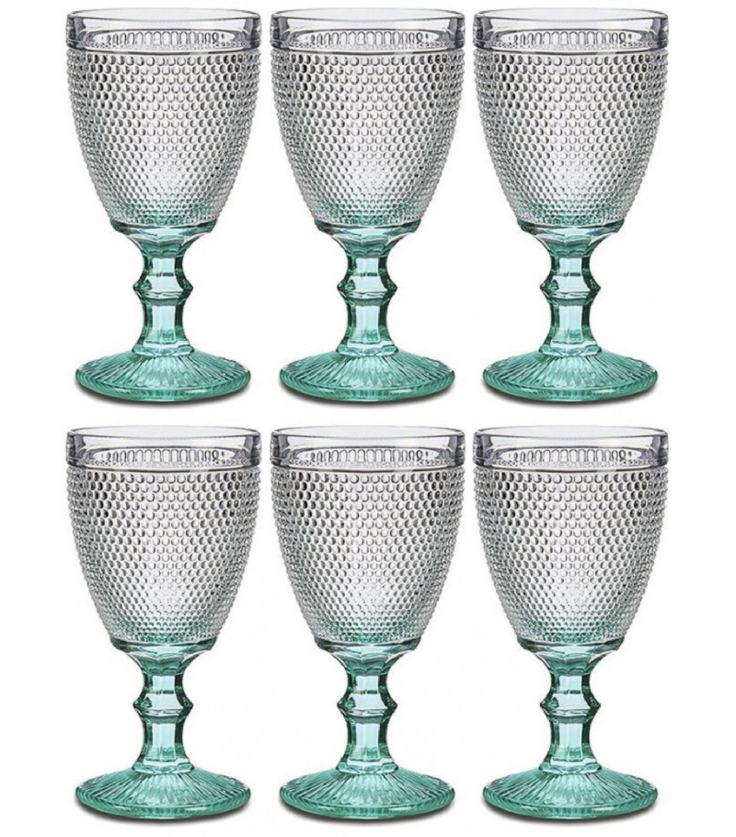 Verres à vin pieds turquoise points 33cl - Lot de 6 Verres à vin pieds turquoise points 33cl - Lot de 6