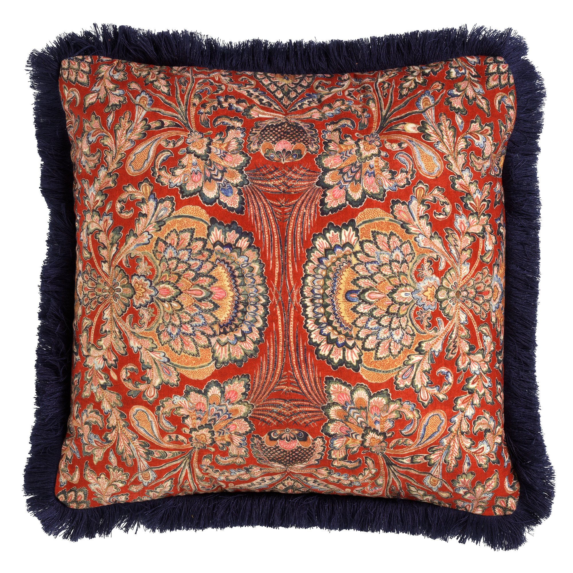 Coussin en velours avec fleurs Bleu saphir 45x45 Coussin en velours avec fleurs Bleu saphir 45x45