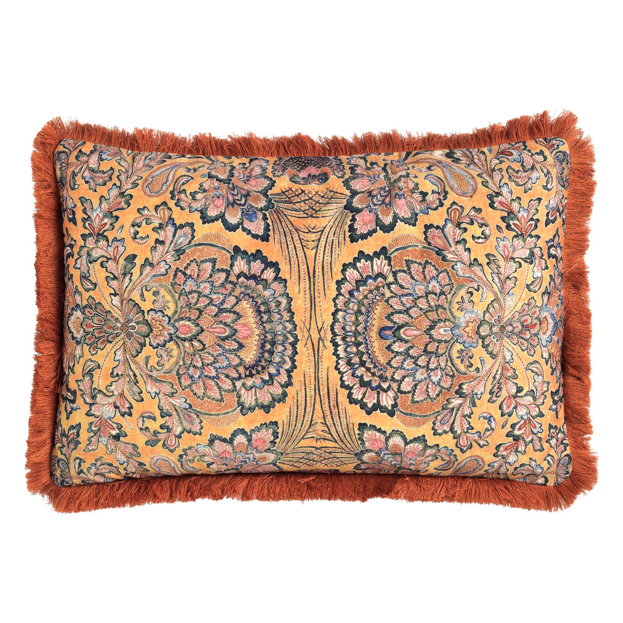 Coussin en velours avec fleurs Terracotta 40x60 Coussin en velours avec fleurs Terracotta 40x60