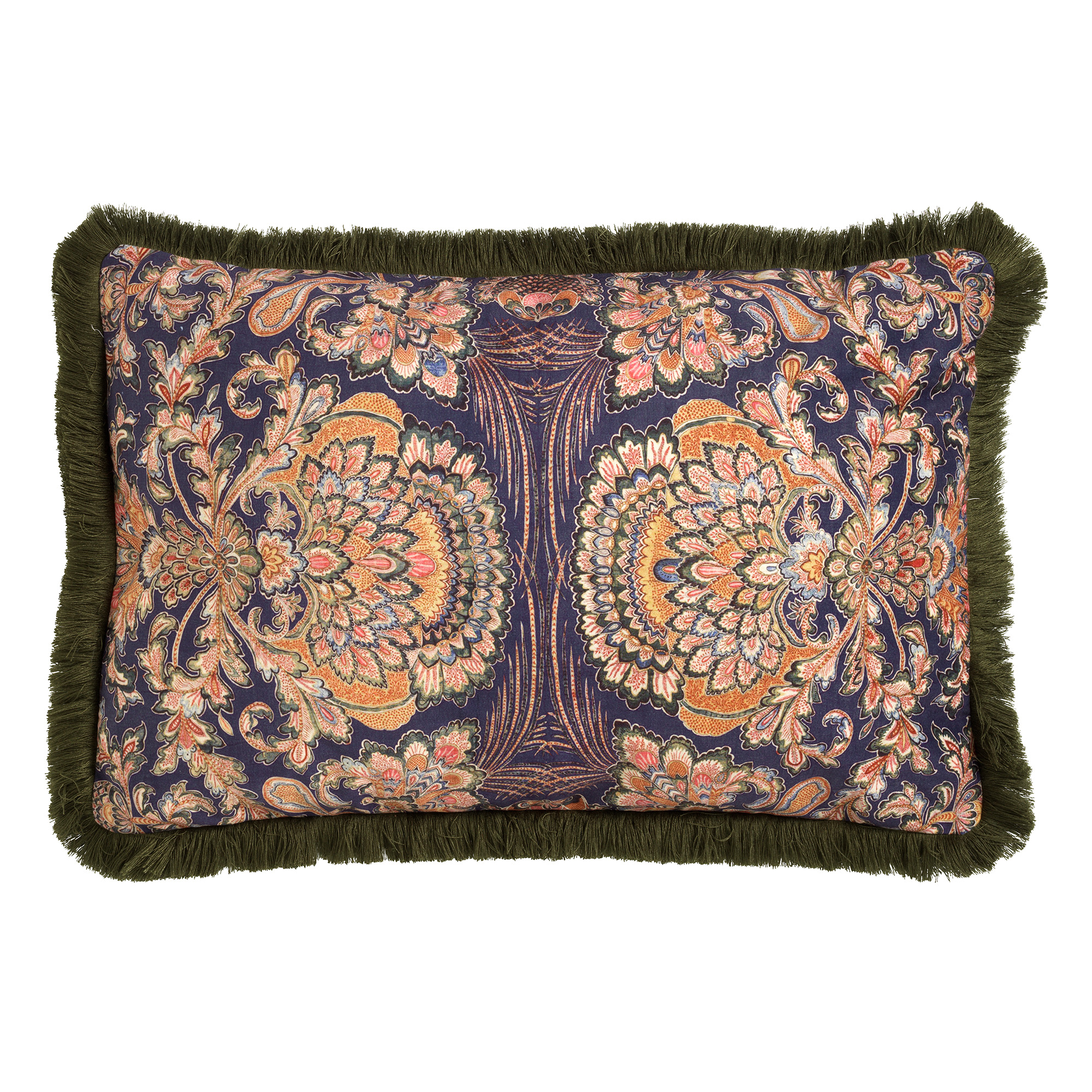 Coussin - vert en velours 40x60 cm avec motif fleuri Coussin - vert en velours 40x60 cm avec motif fleuri