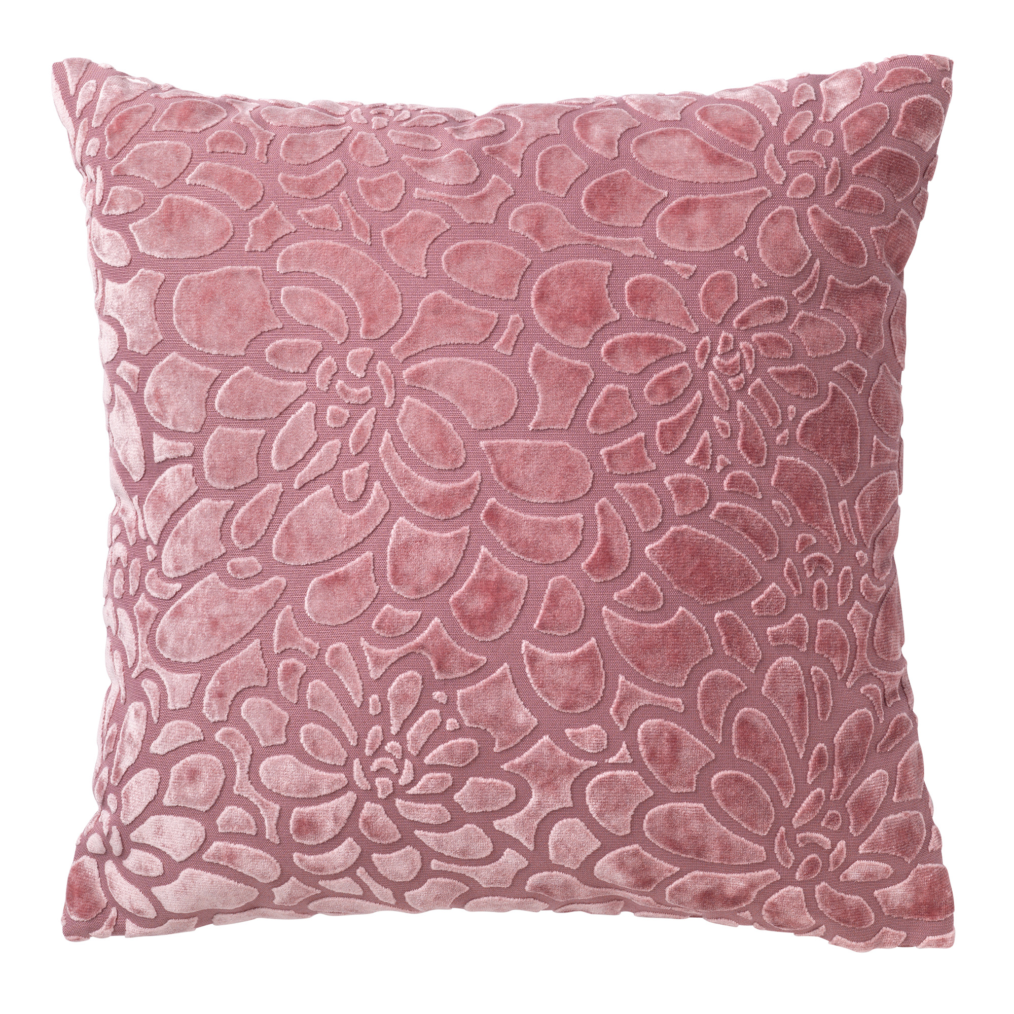 Coussin - rose en velours 45x45 cm avec motif fleuri