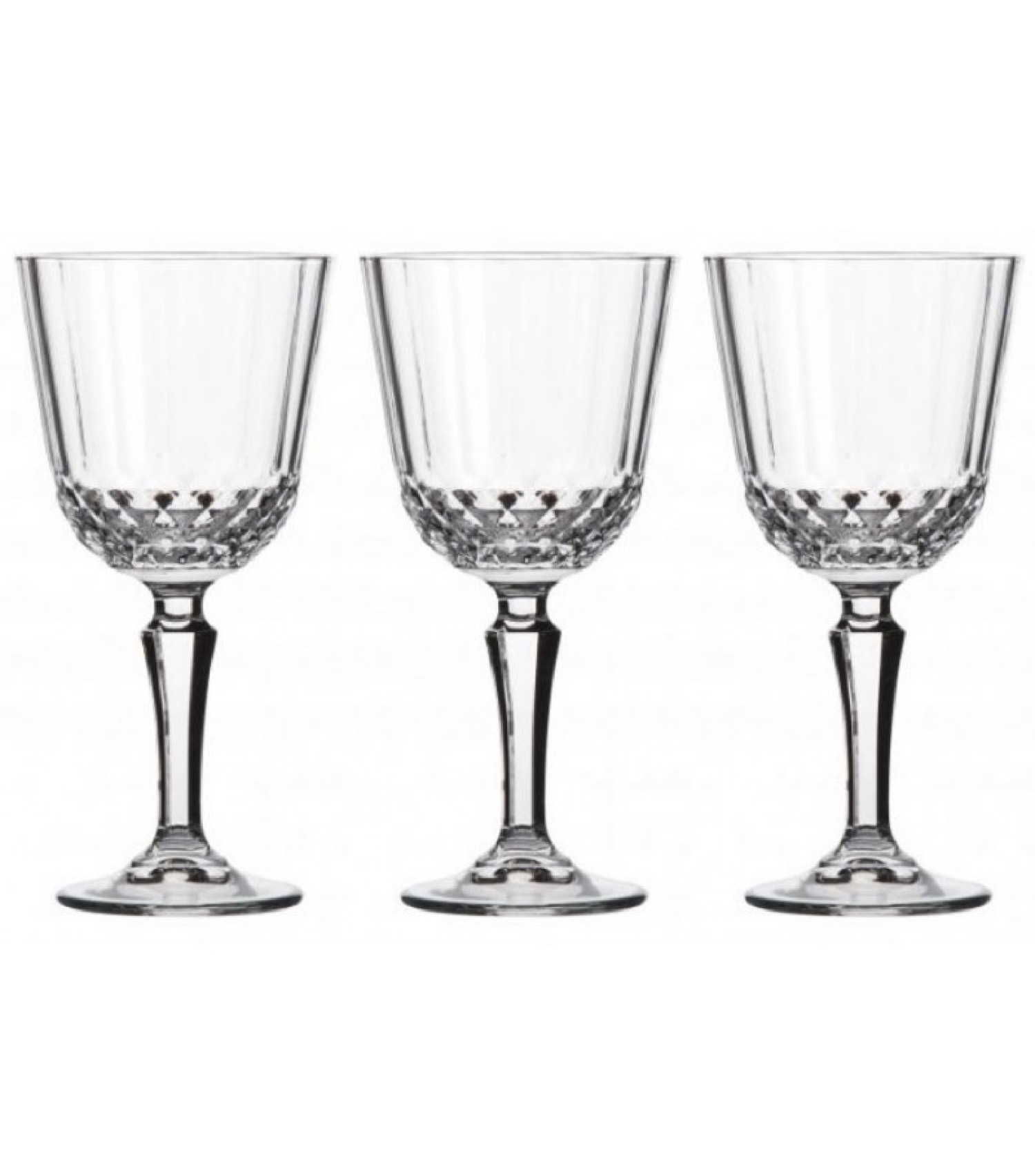Verres à eau sur pieds en verre taillé - Lot de 3 Verres à eau sur pieds en verre taillé - Lot de 3