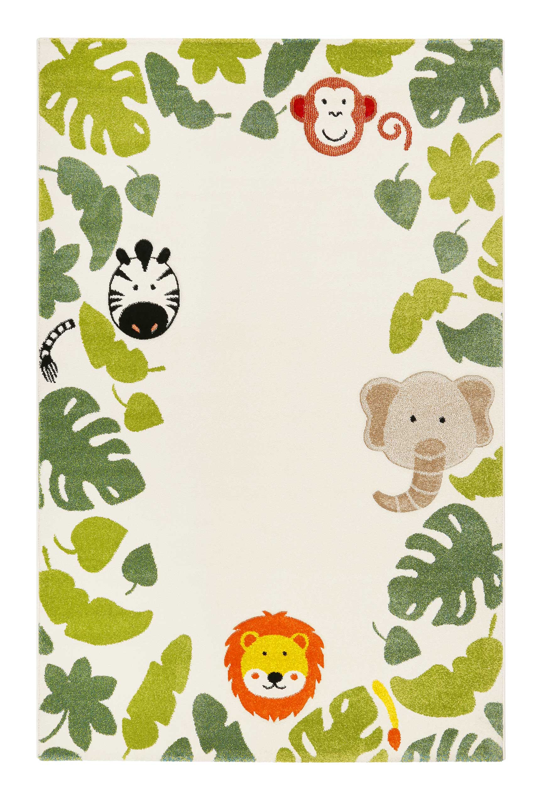 Tapis enfant blanc motif animaux jungle 160x225